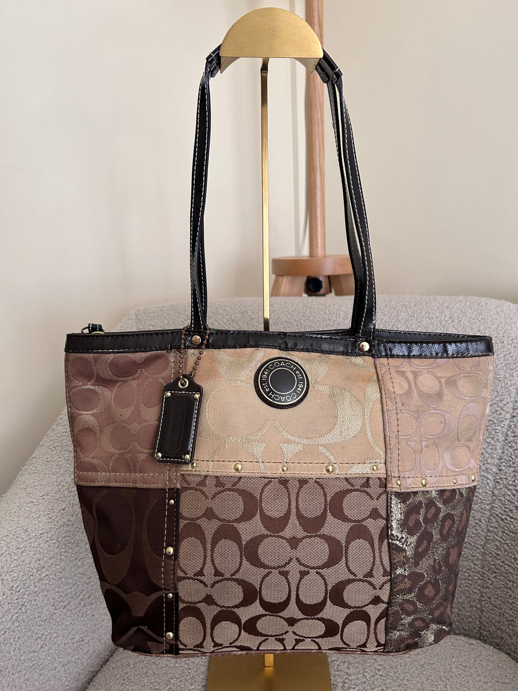 Vintage Coach patchwork mini tote shoulder bag