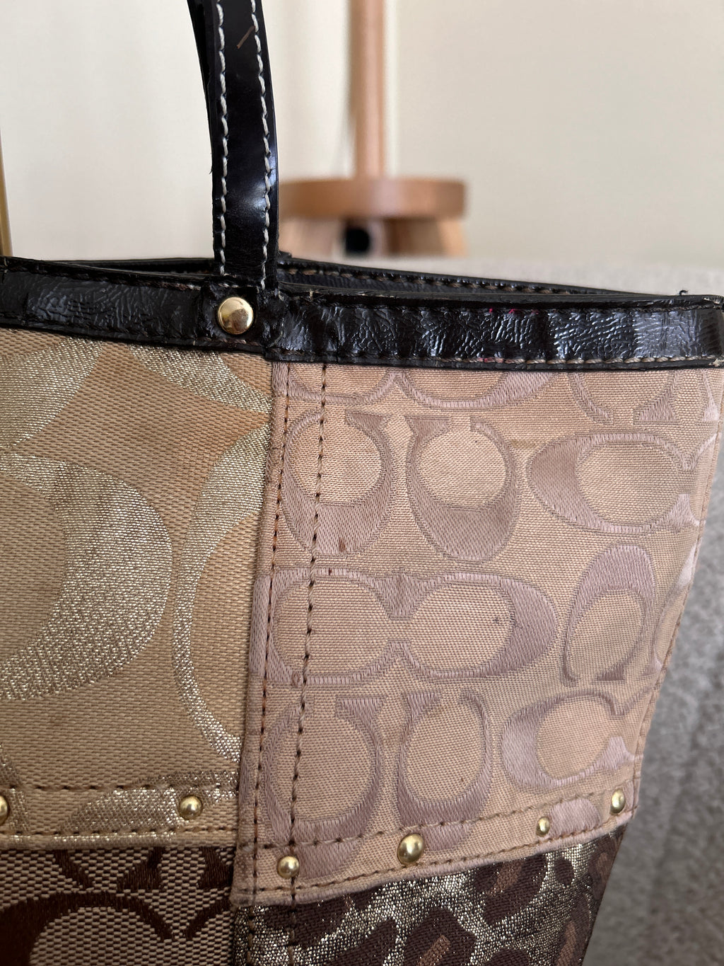 Vintage Coach patchwork mini tote shoulder bag