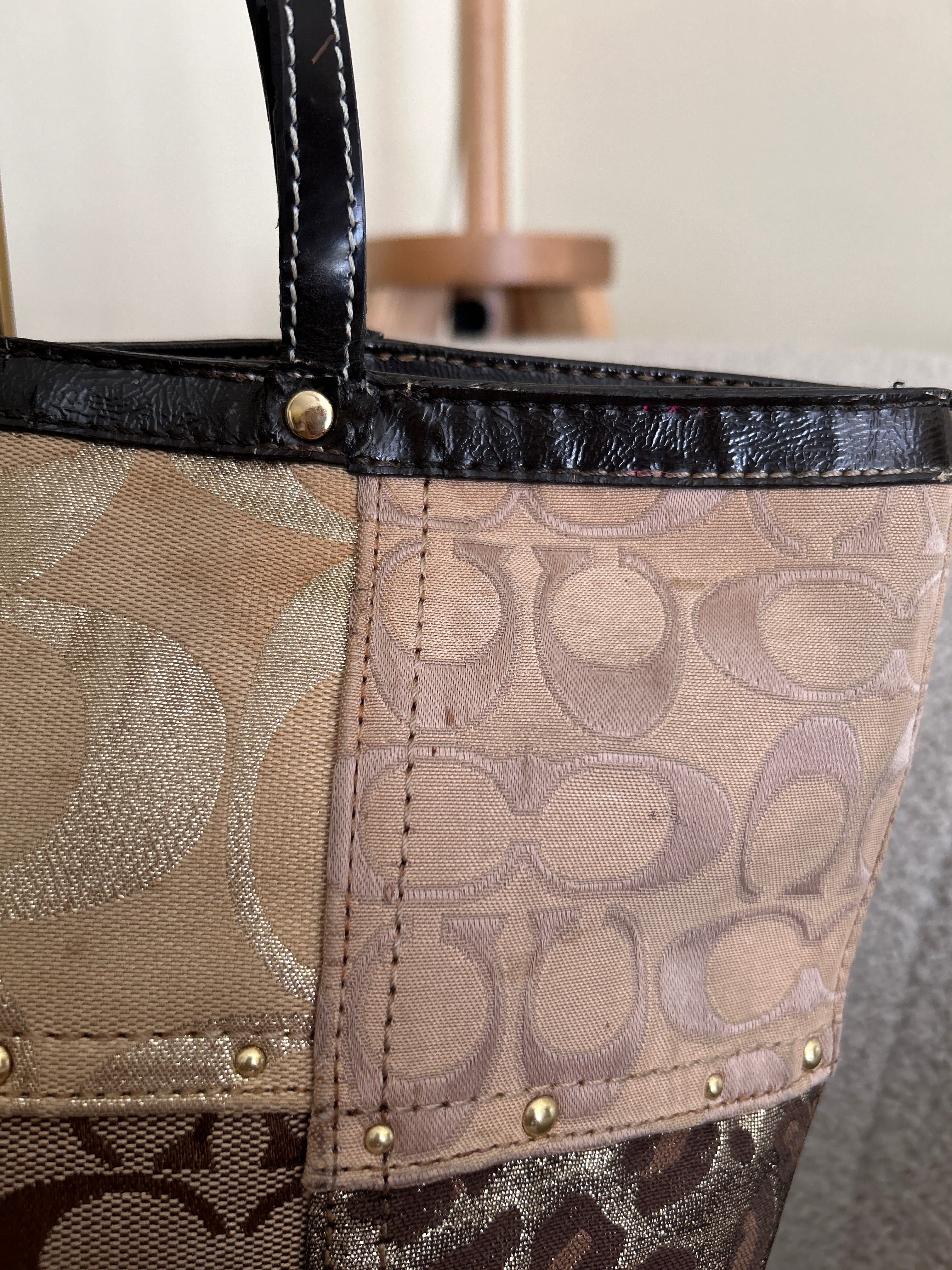 Vintage Coach patchwork mini tote shoulder bag
