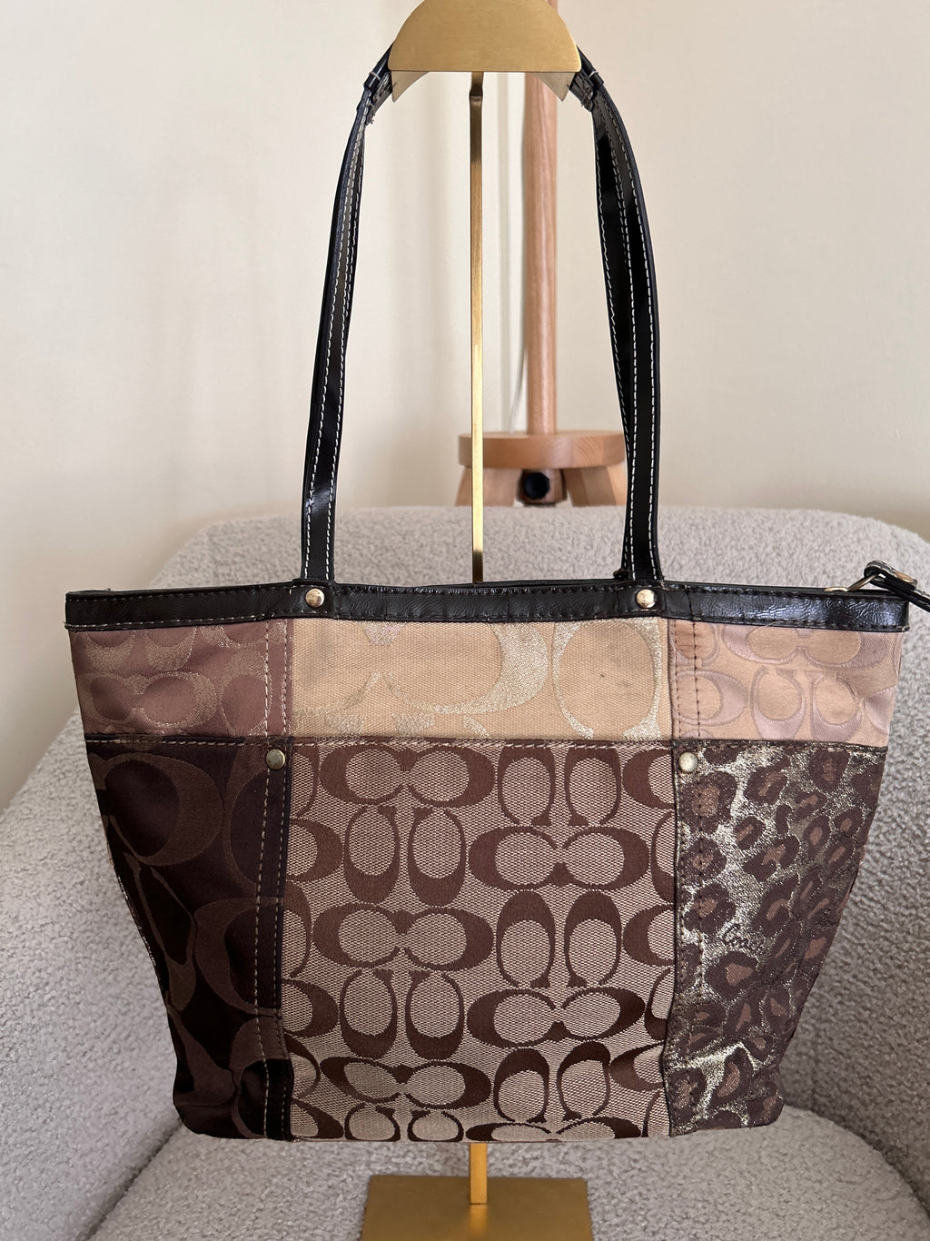Vintage Coach patchwork mini tote shoulder bag