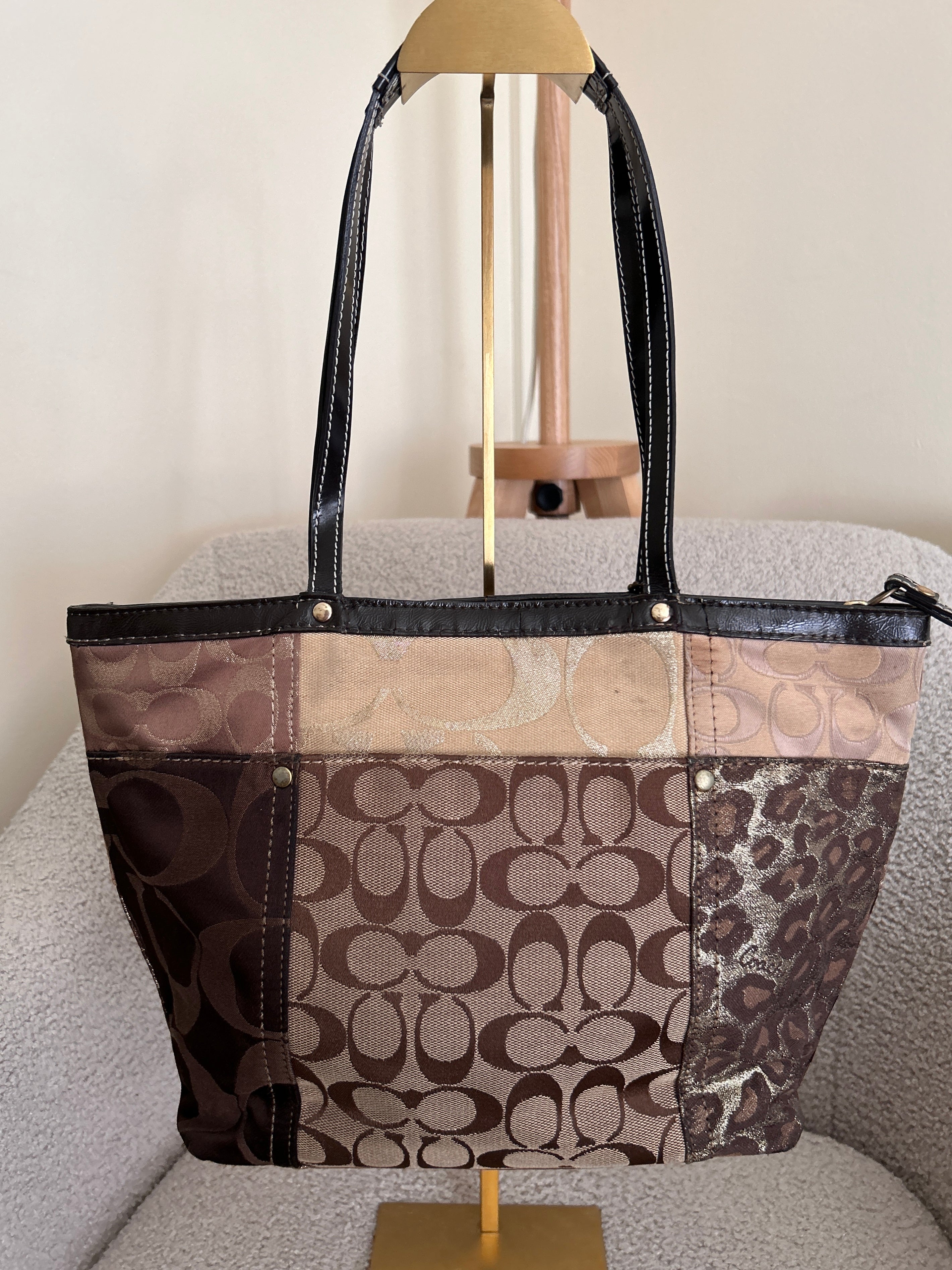 Vintage Coach patchwork mini tote shoulder bag