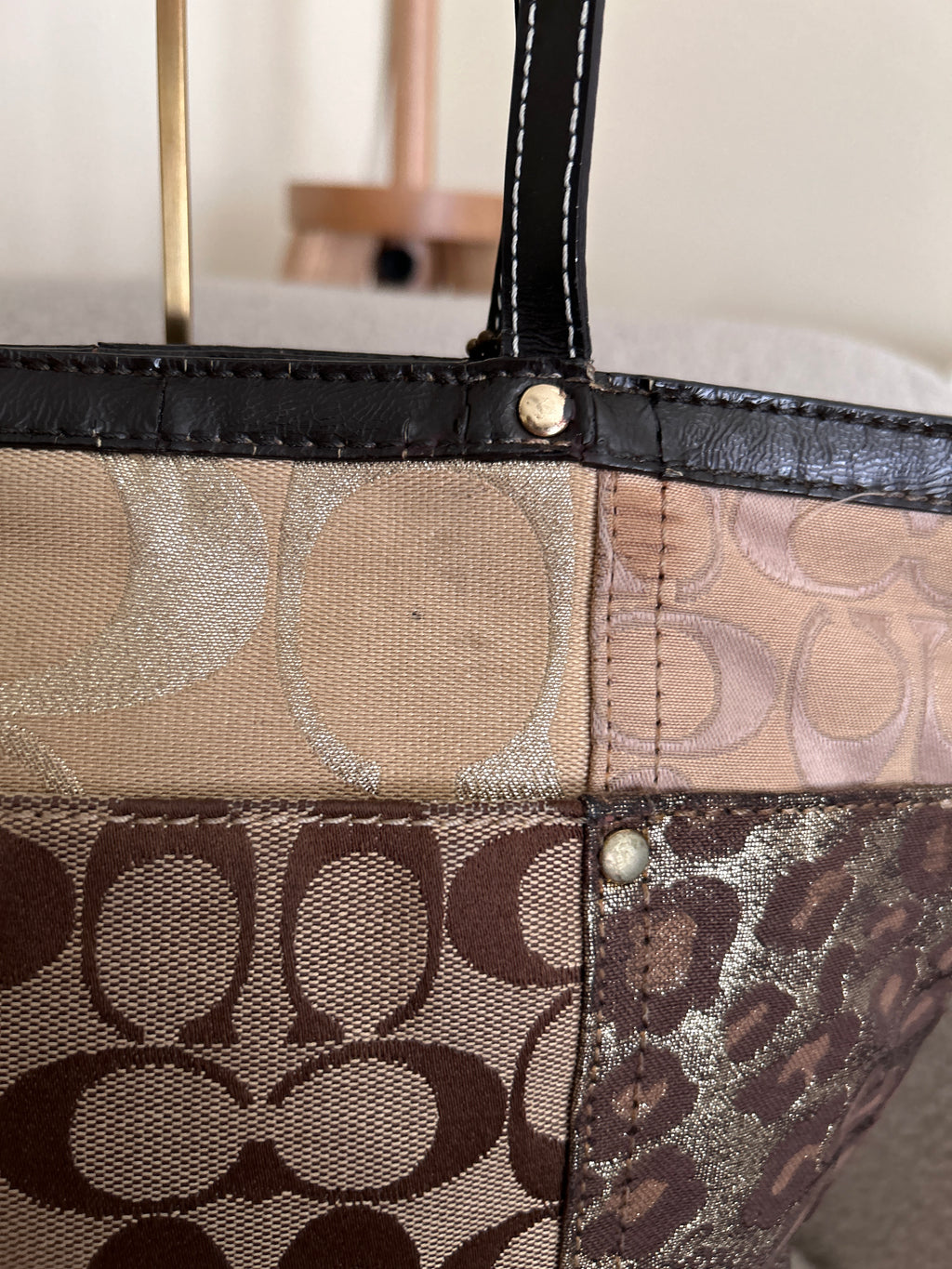 Vintage Coach patchwork mini tote shoulder bag