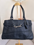 Vintage Coach black leather clip Hampton shoulder bag
