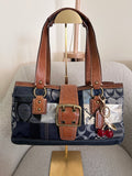 Vintage Coach denim patchwork buckle shoulder bag