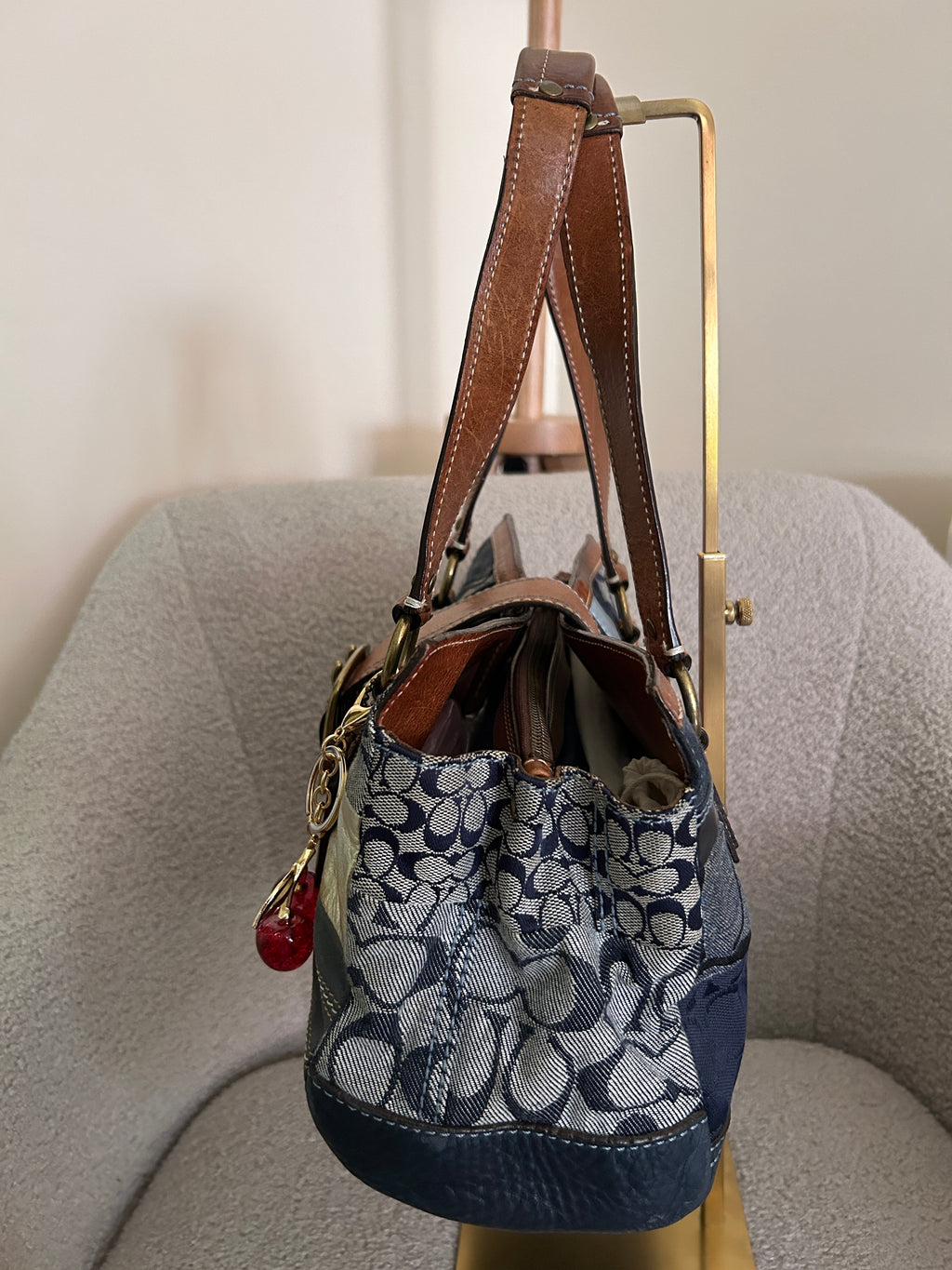 Vintage Coach denim patchwork buckle shoulder bag