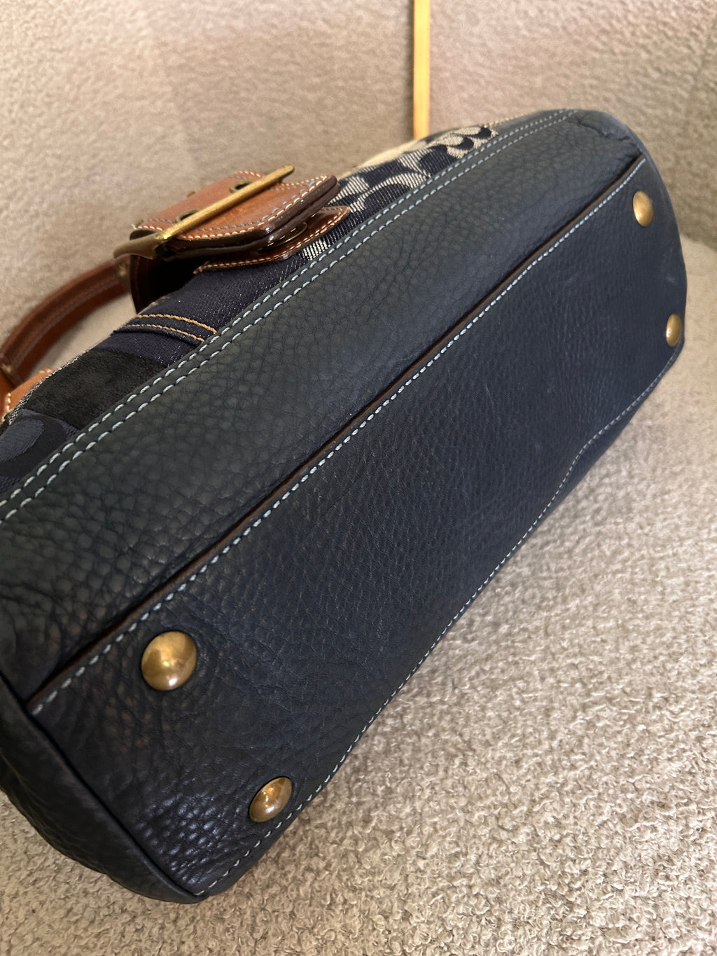 Vintage Coach denim patchwork buckle shoulder bag