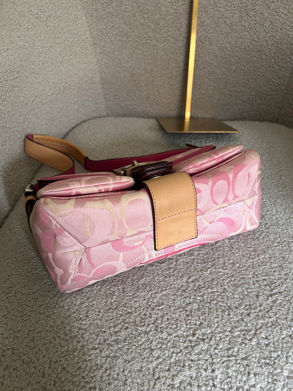 Vintage Coach pink optic monogram shoulder bag