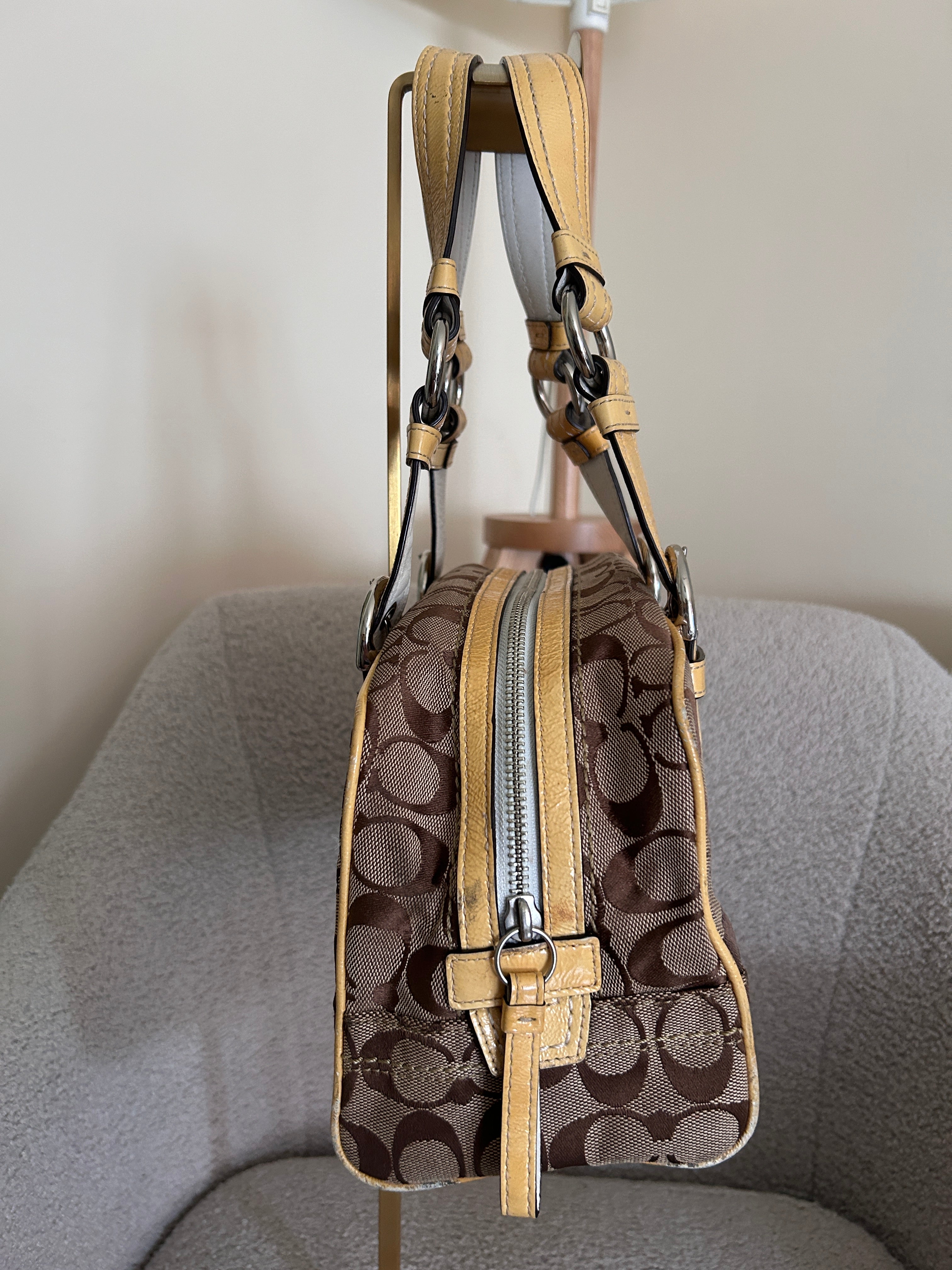 Vintage Coach patchwork Boston shoulder bag