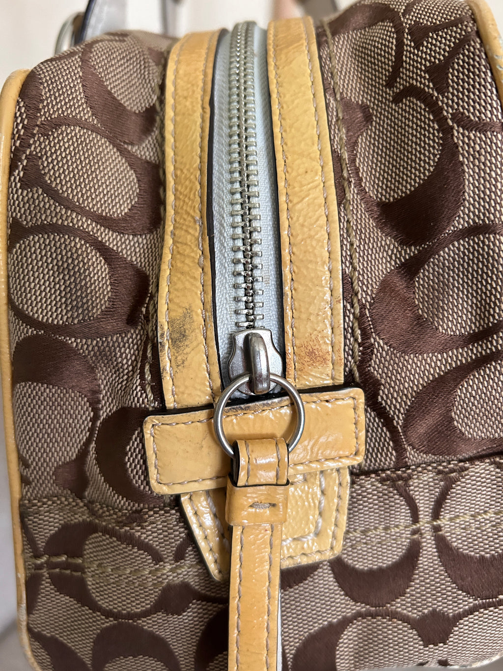 Vintage Coach patchwork Boston shoulder bag