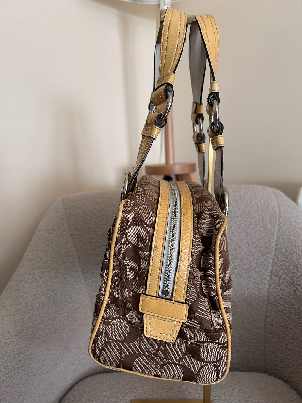 Vintage Coach patchwork Boston shoulder bag