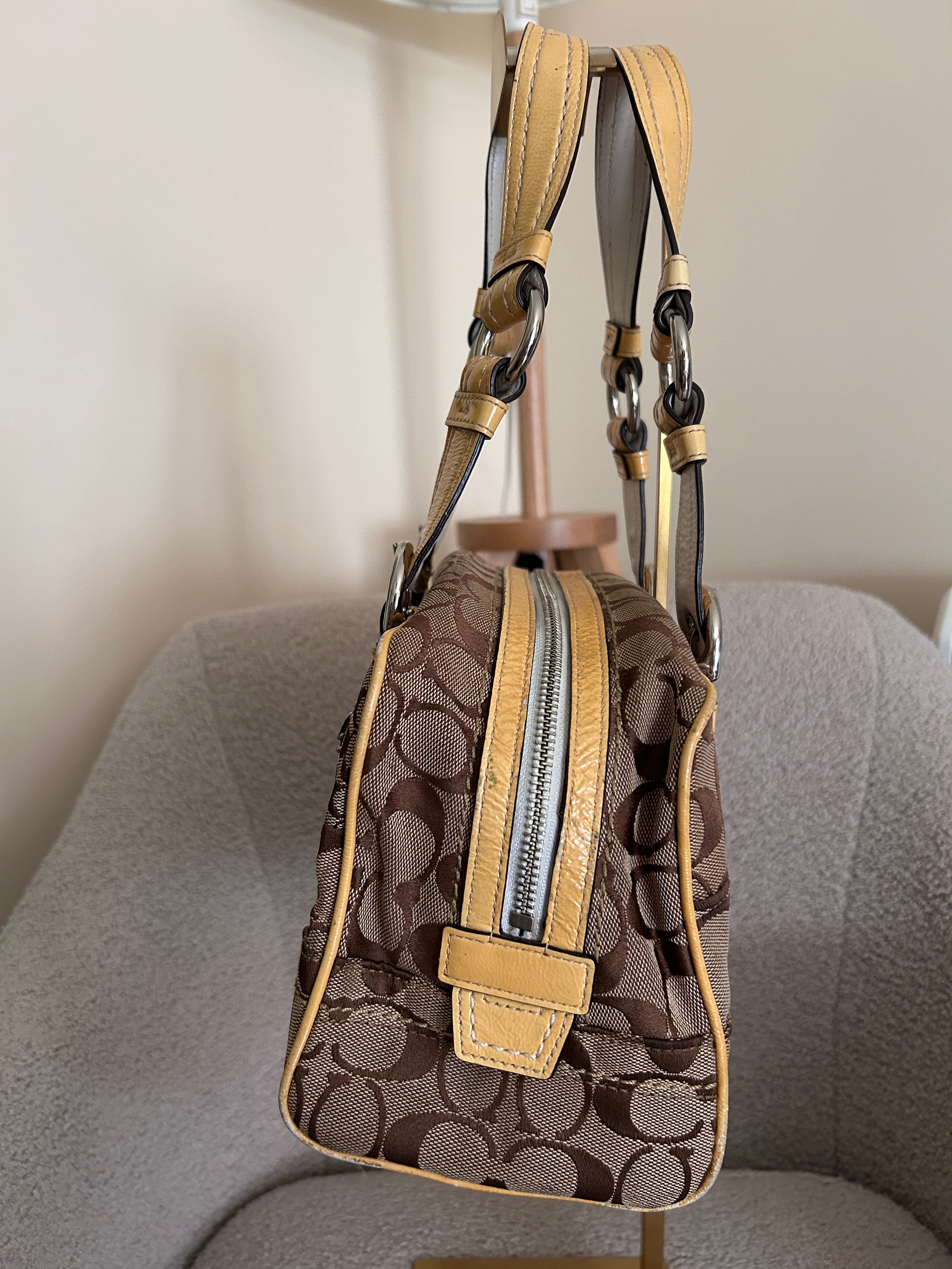 Vintage Coach patchwork Boston shoulder bag