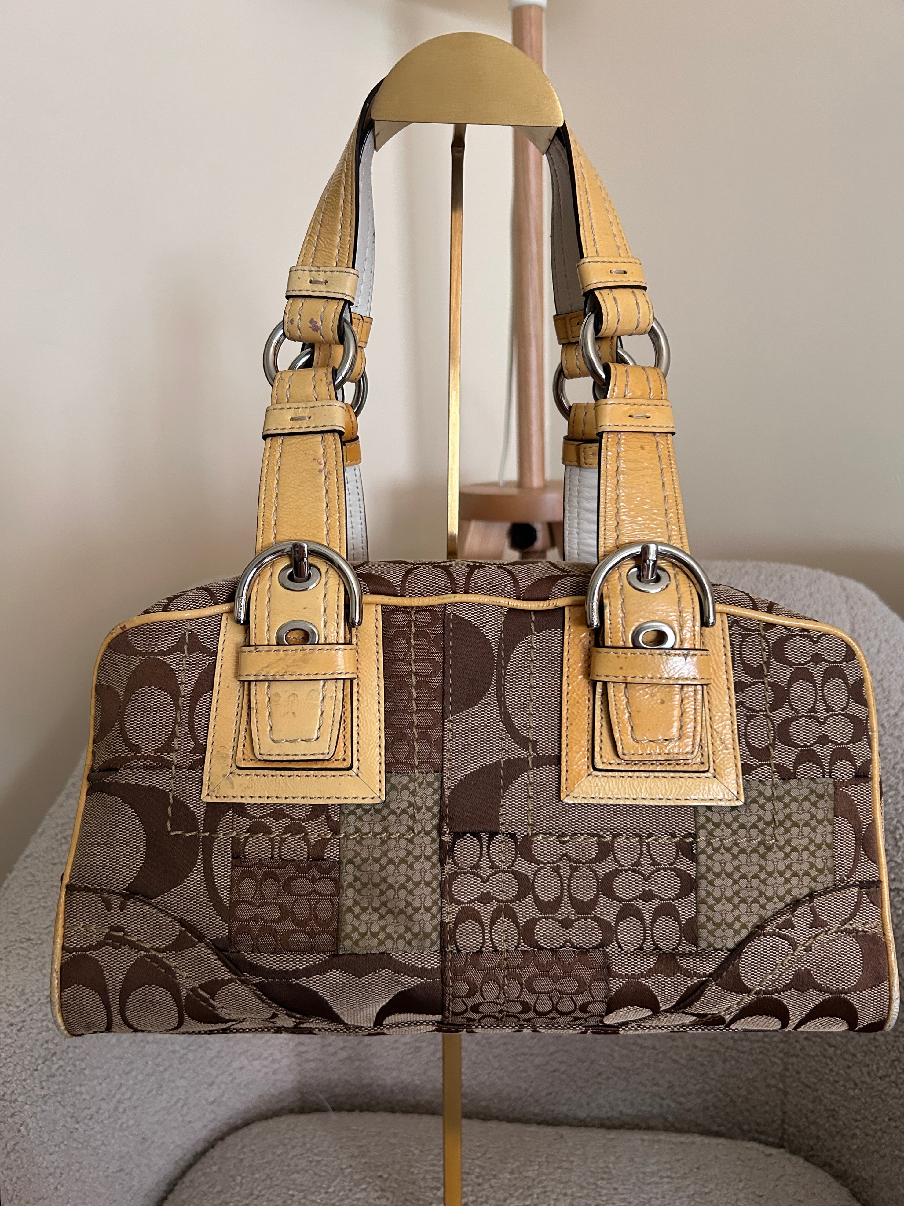 Vintage Coach patchwork Boston shoulder bag
