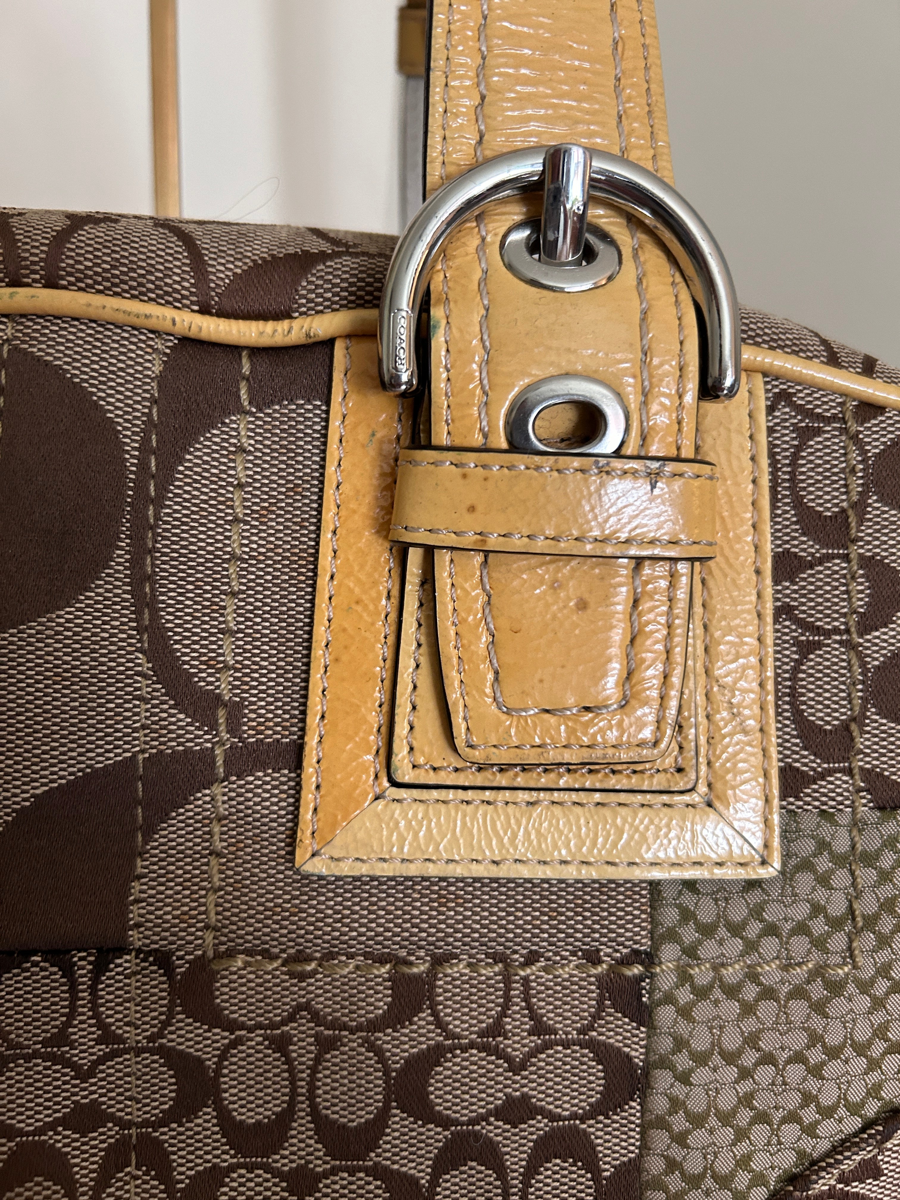 Vintage Coach patchwork Boston shoulder bag