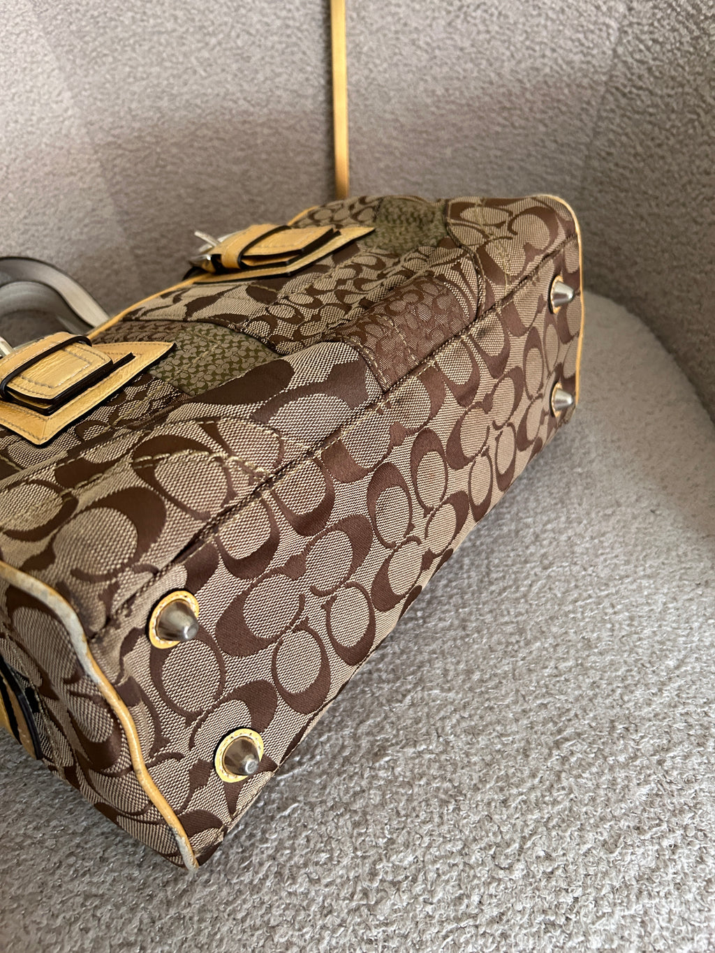 Vintage Coach patchwork Boston shoulder bag