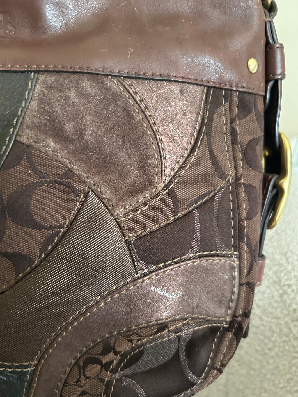 Vintage Coach Zoe patchwork shoulder bag