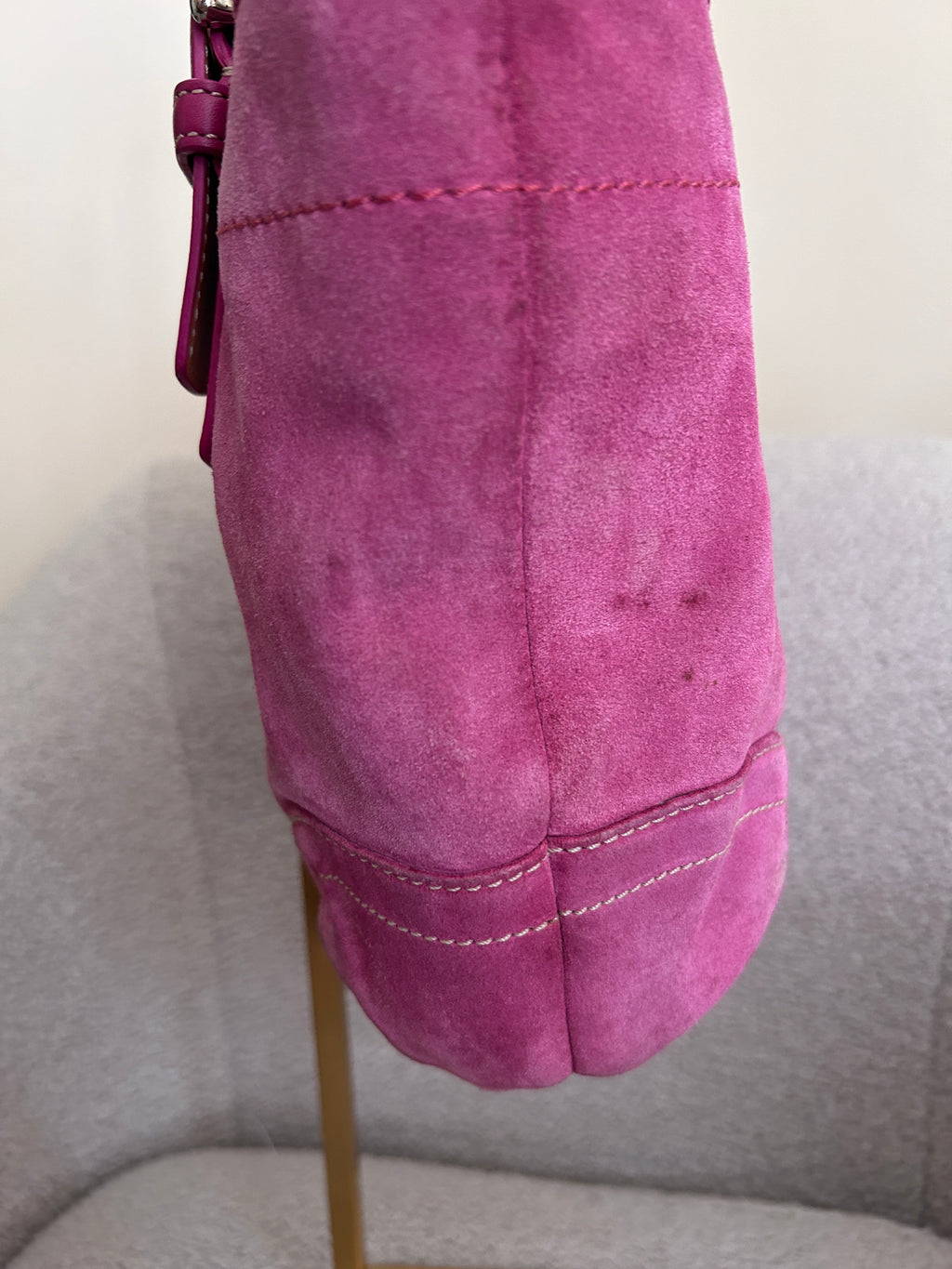 Vintage Coach pink suede shoulder bag