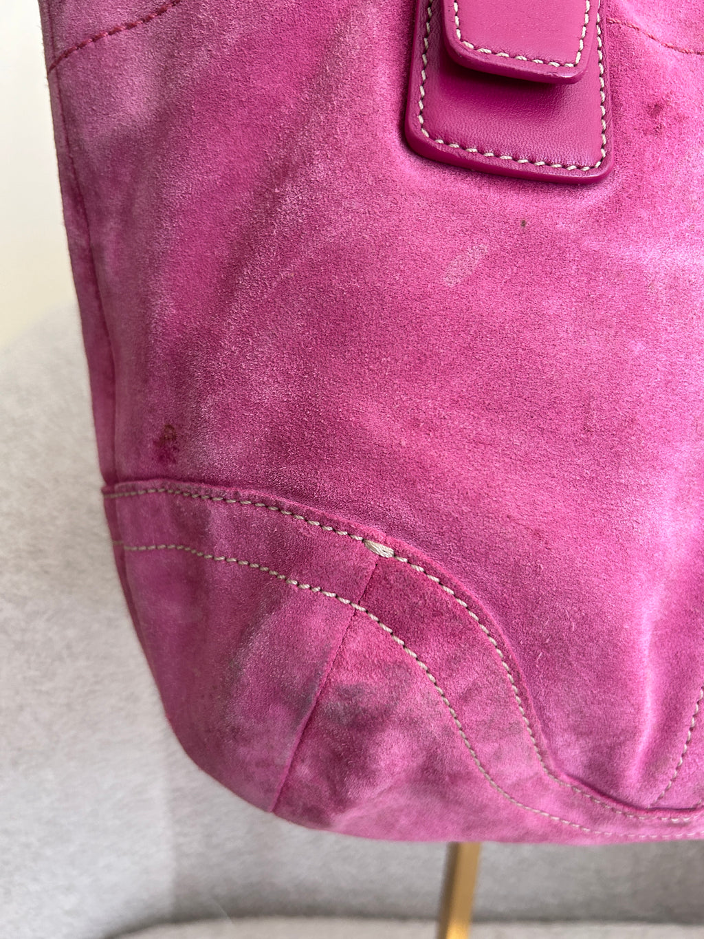 Vintage Coach pink suede shoulder bag
