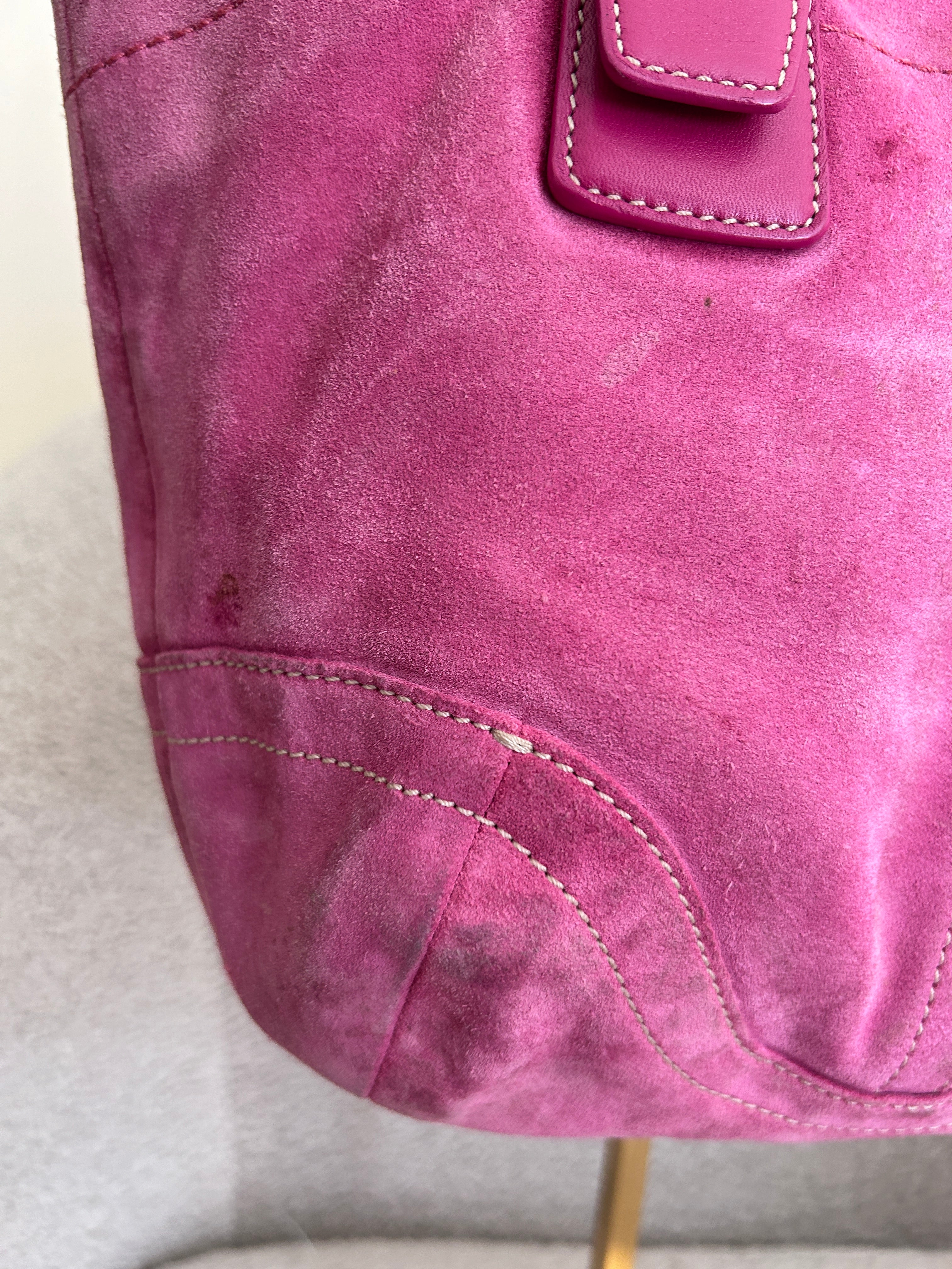 Vintage Coach pink suede shoulder bag