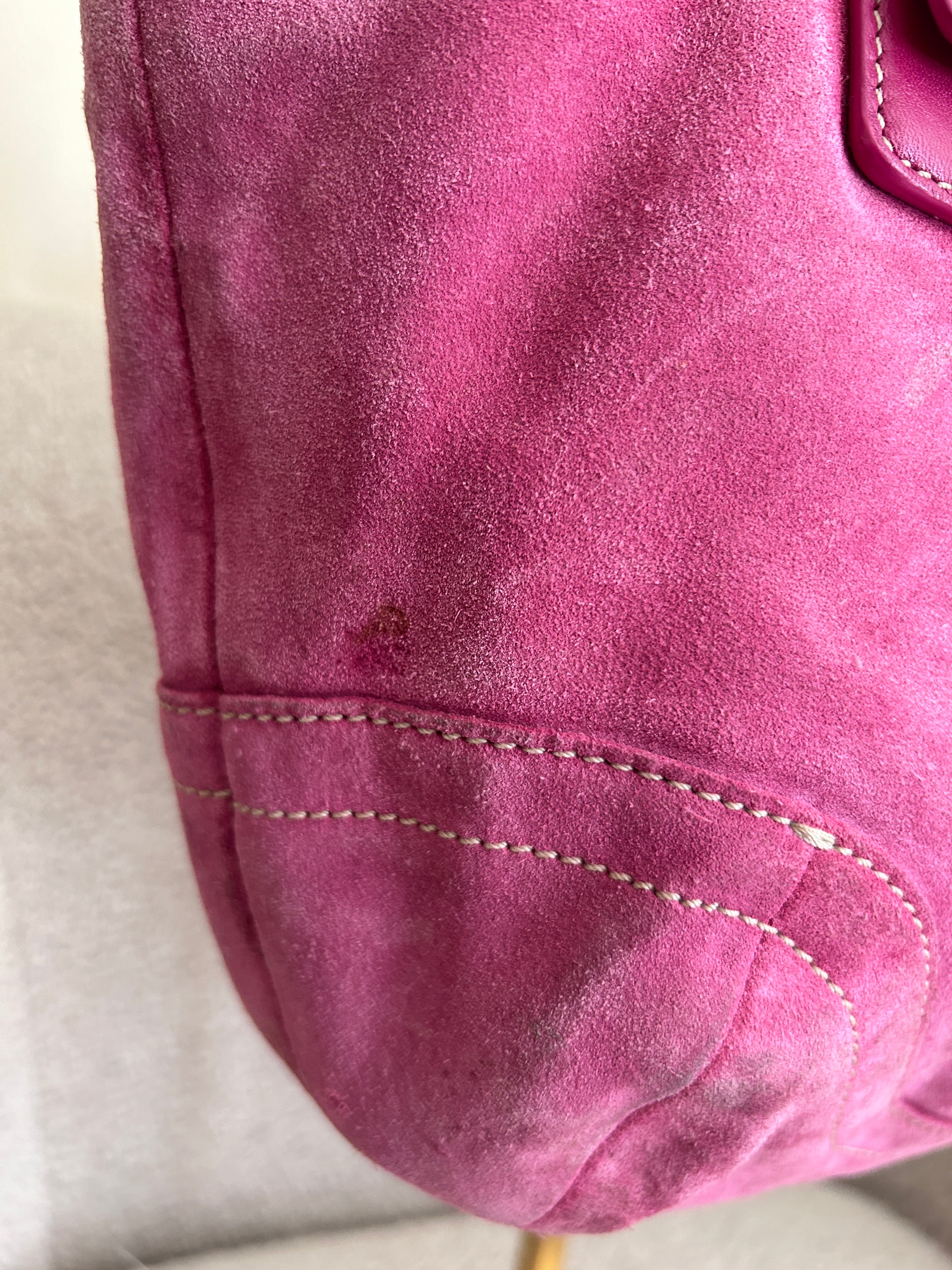 Vintage Coach pink suede shoulder bag