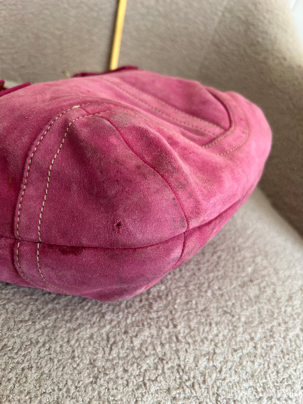 Vintage Coach pink suede shoulder bag