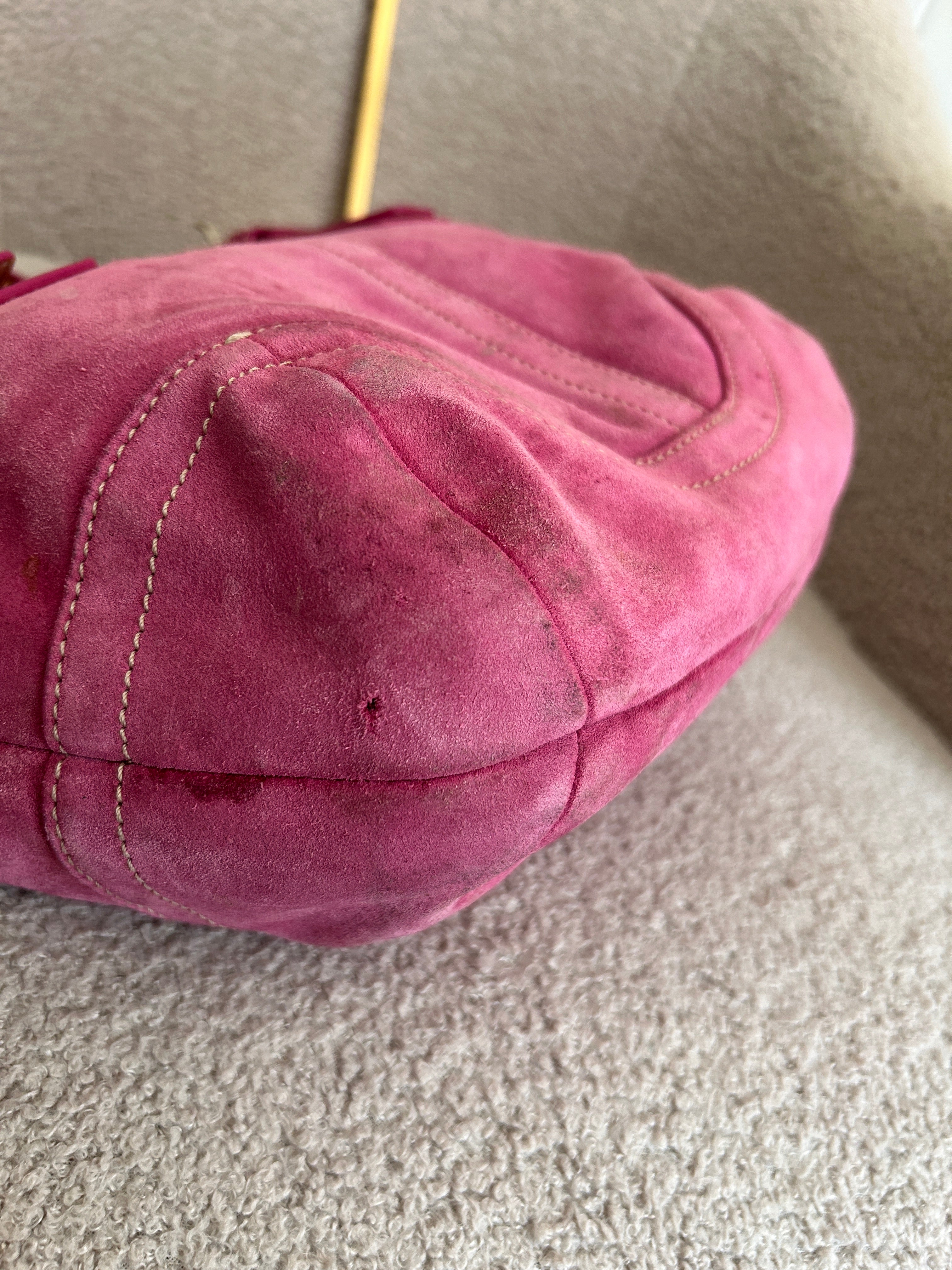 Vintage Coach pink suede shoulder bag