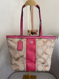 Vintage Coach pink stripe mini tote bag