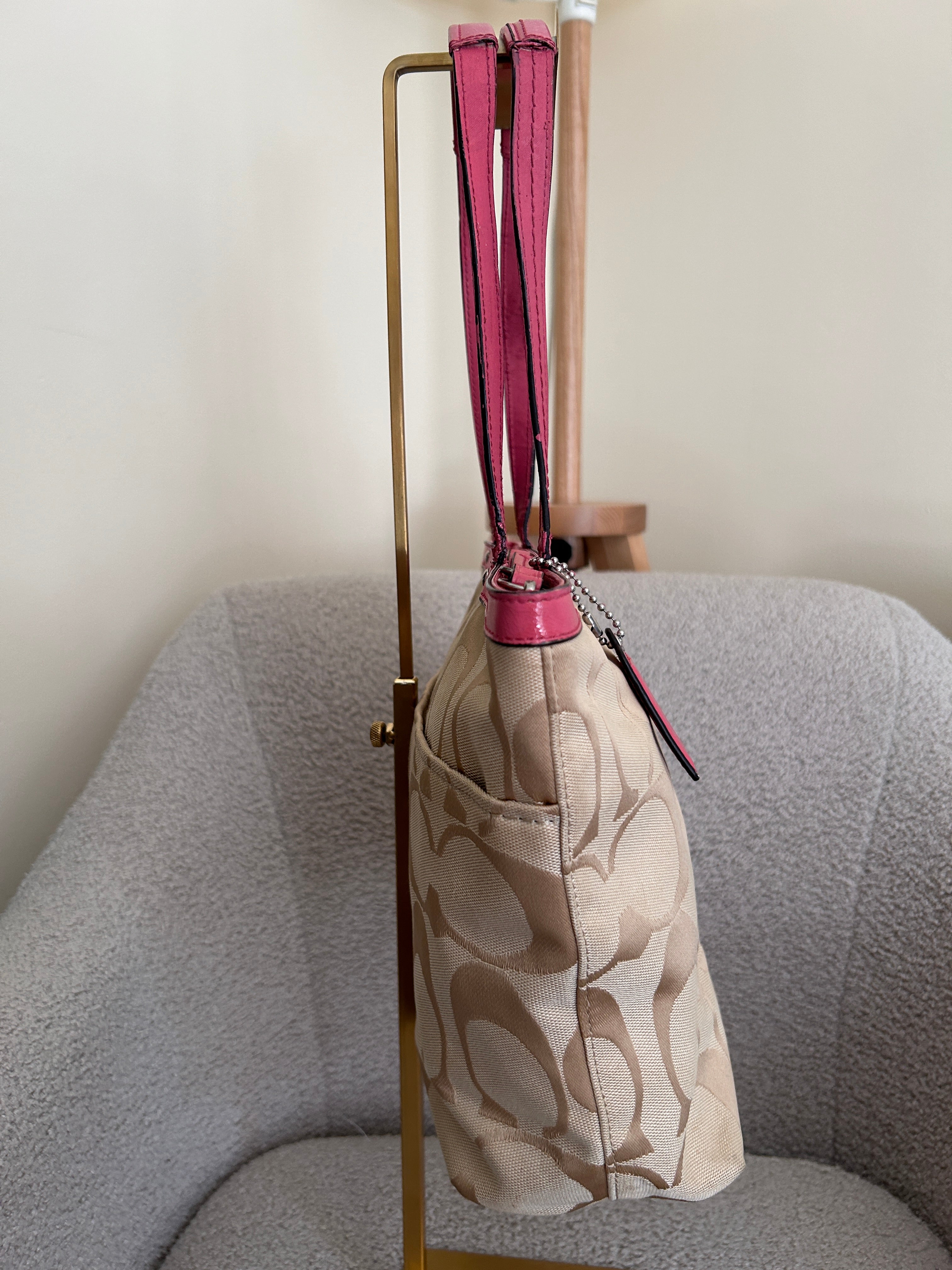 Vintage Coach pink stripe mini tote bag