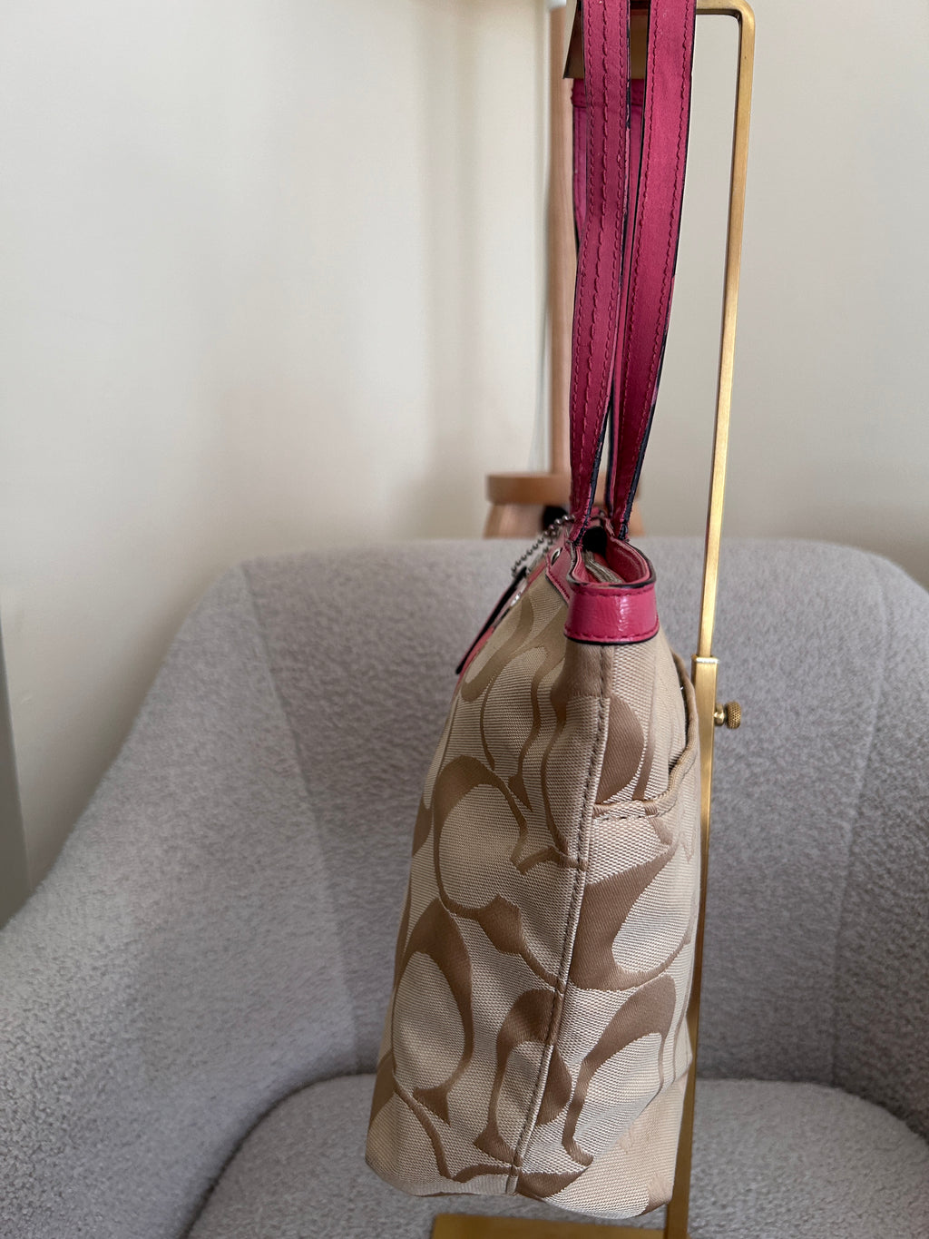 Vintage Coach pink stripe mini tote bag