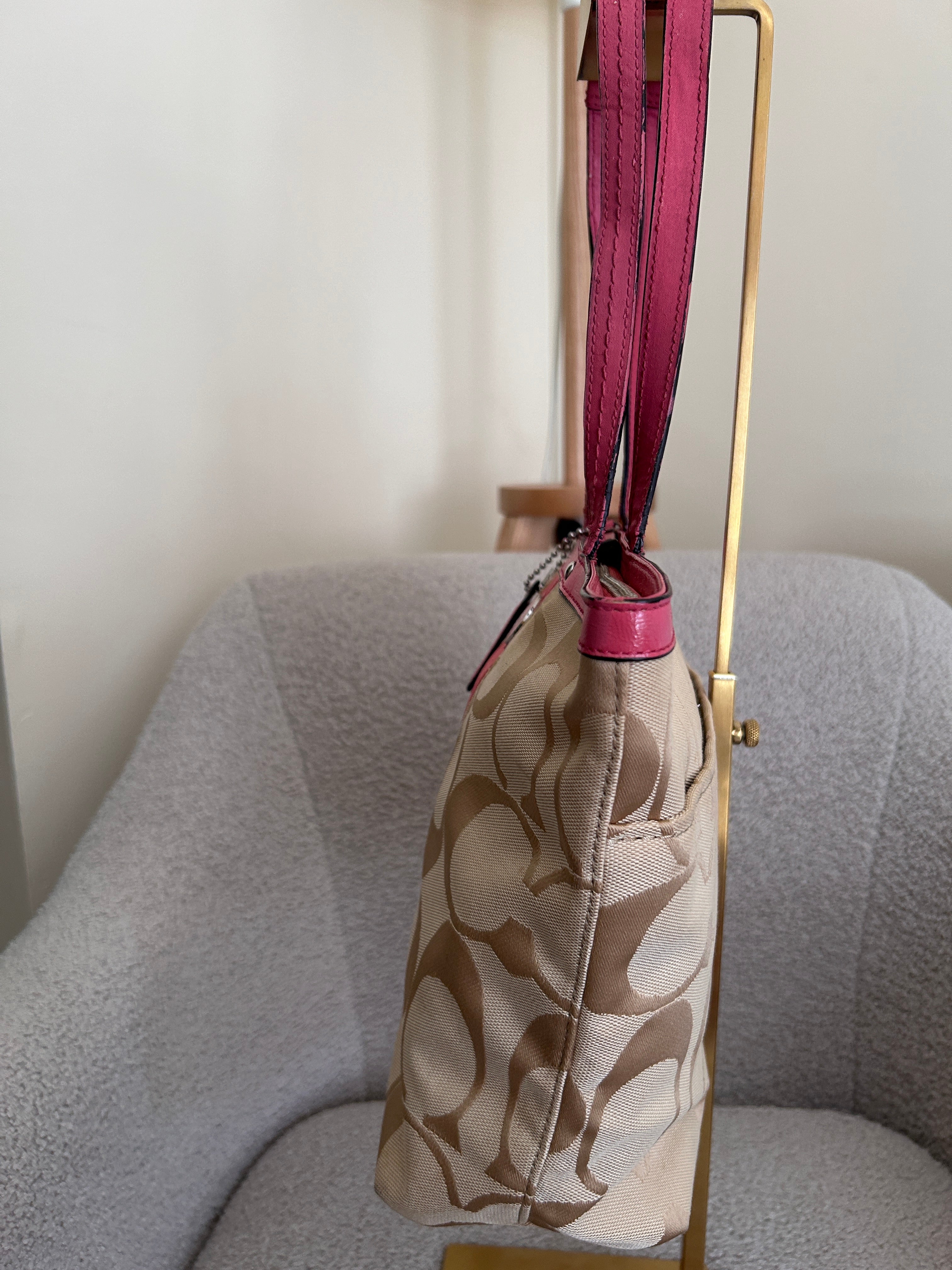 Vintage Coach pink stripe mini tote bag
