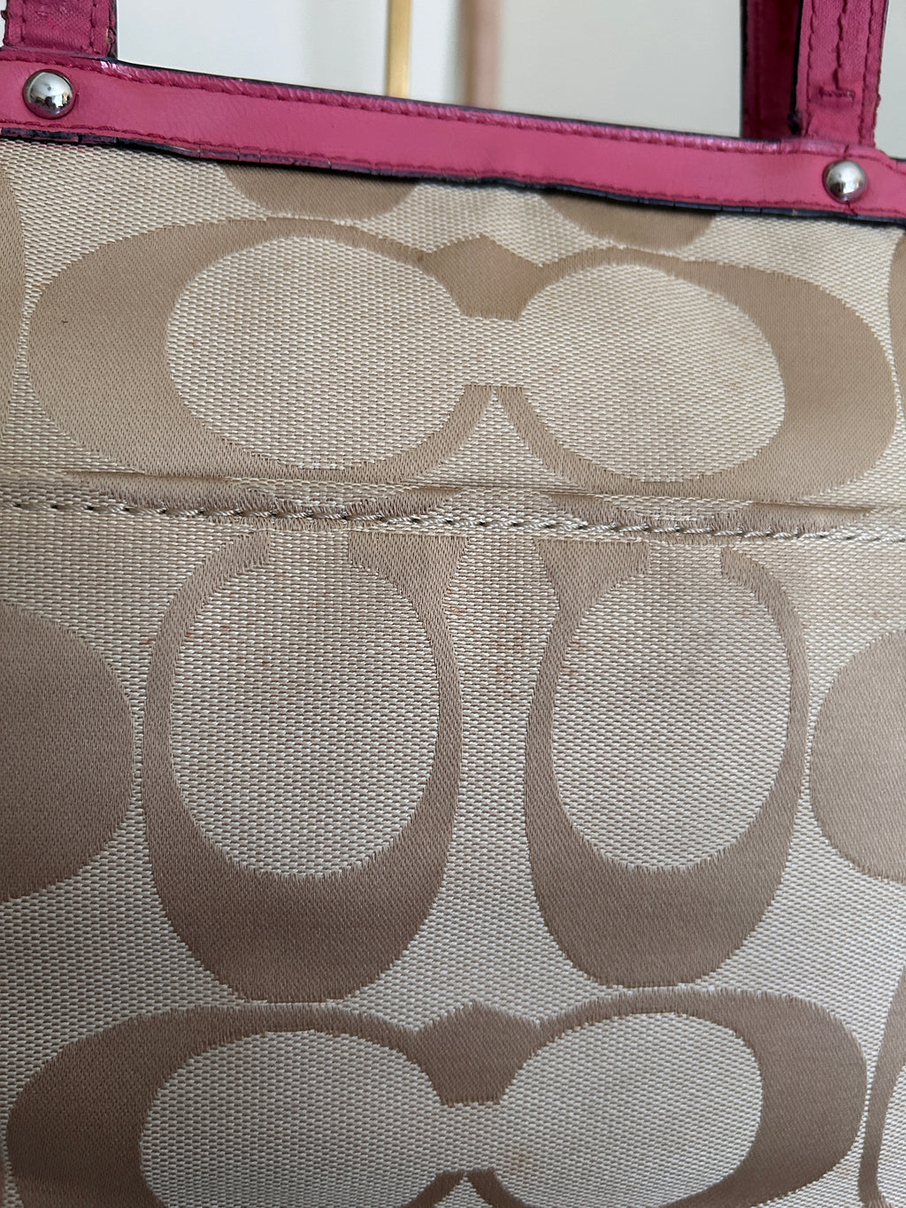 Vintage Coach pink stripe mini tote bag