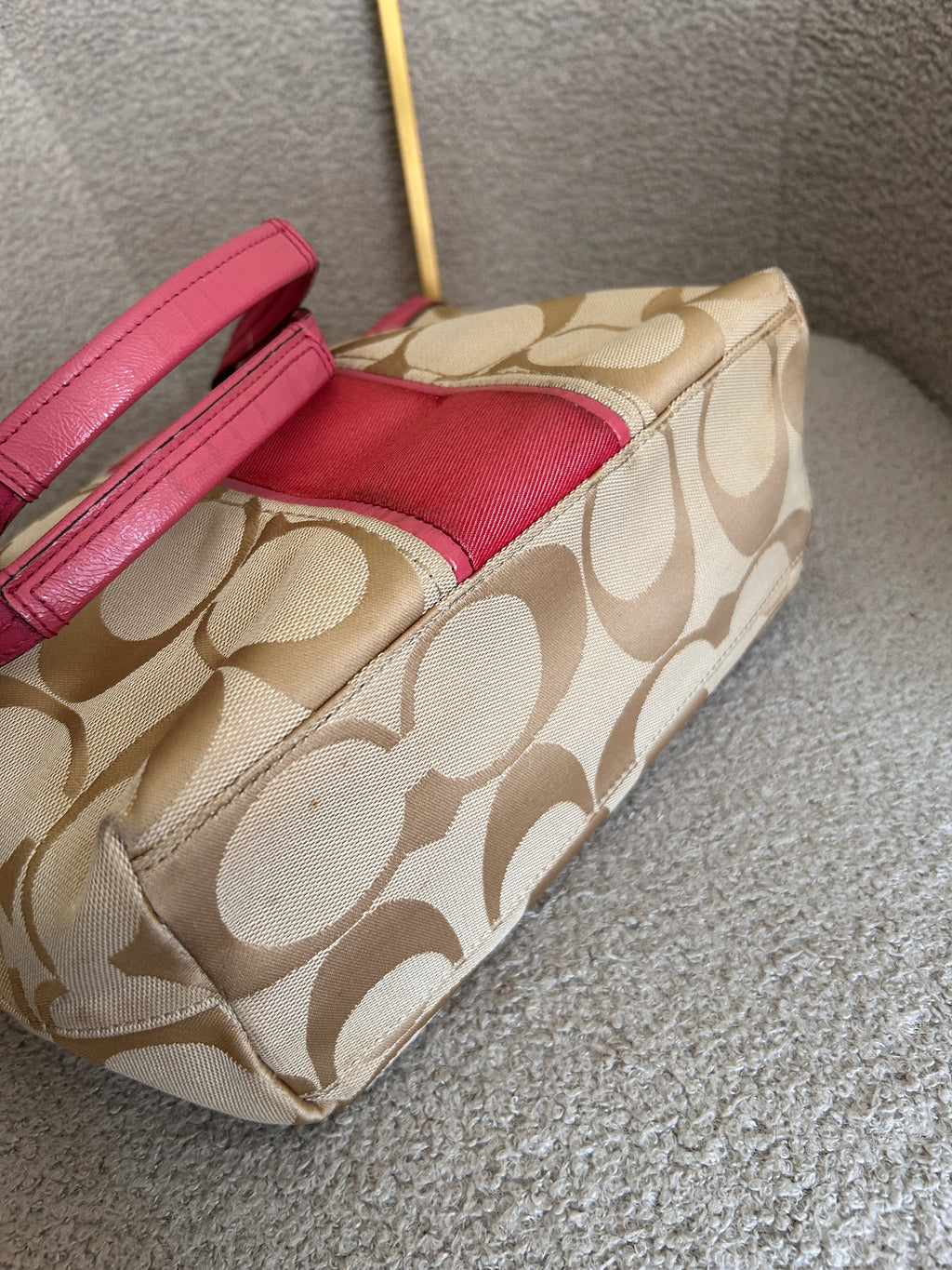 Vintage Coach pink stripe mini tote bag