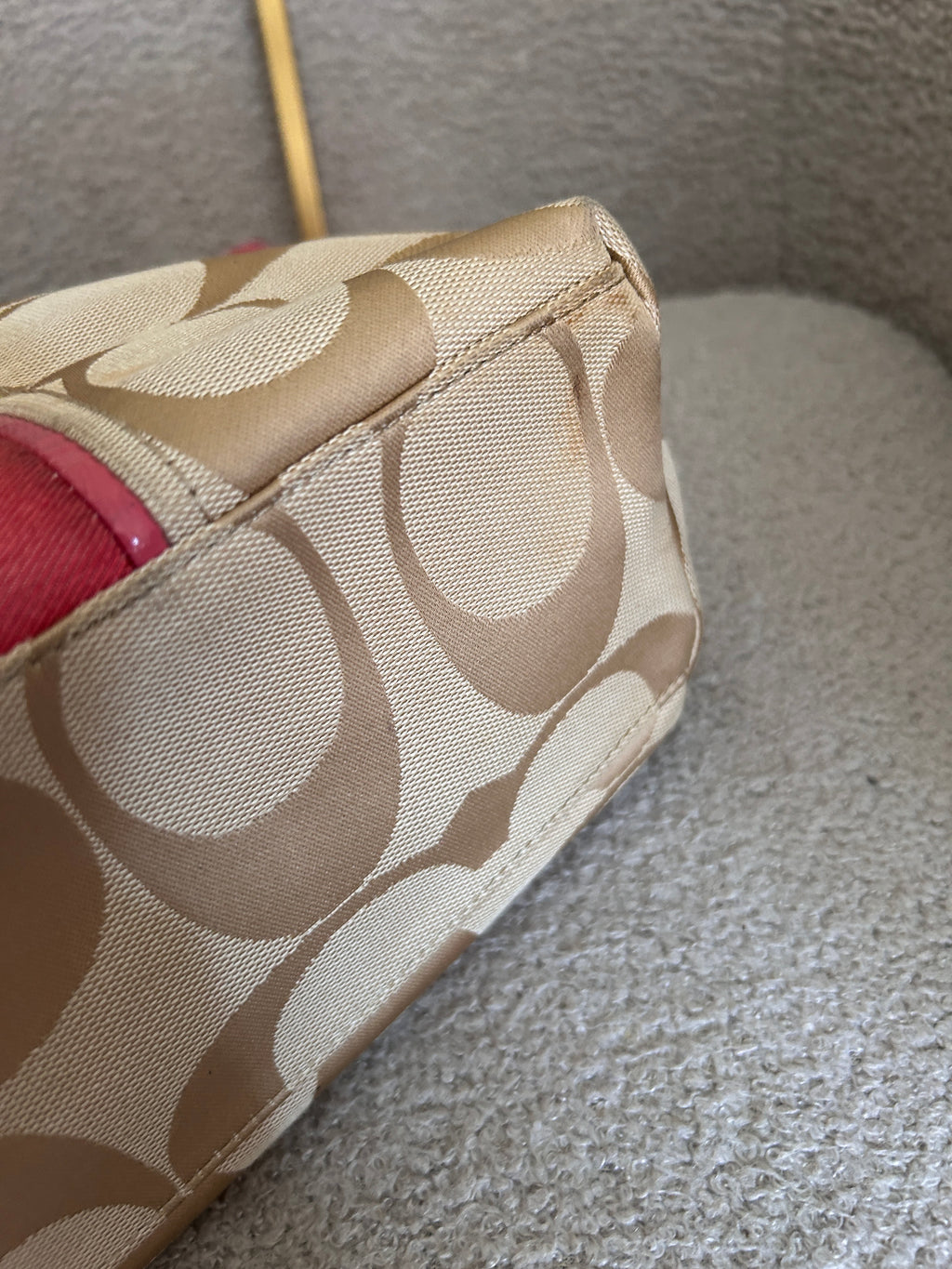 Vintage Coach pink stripe mini tote bag