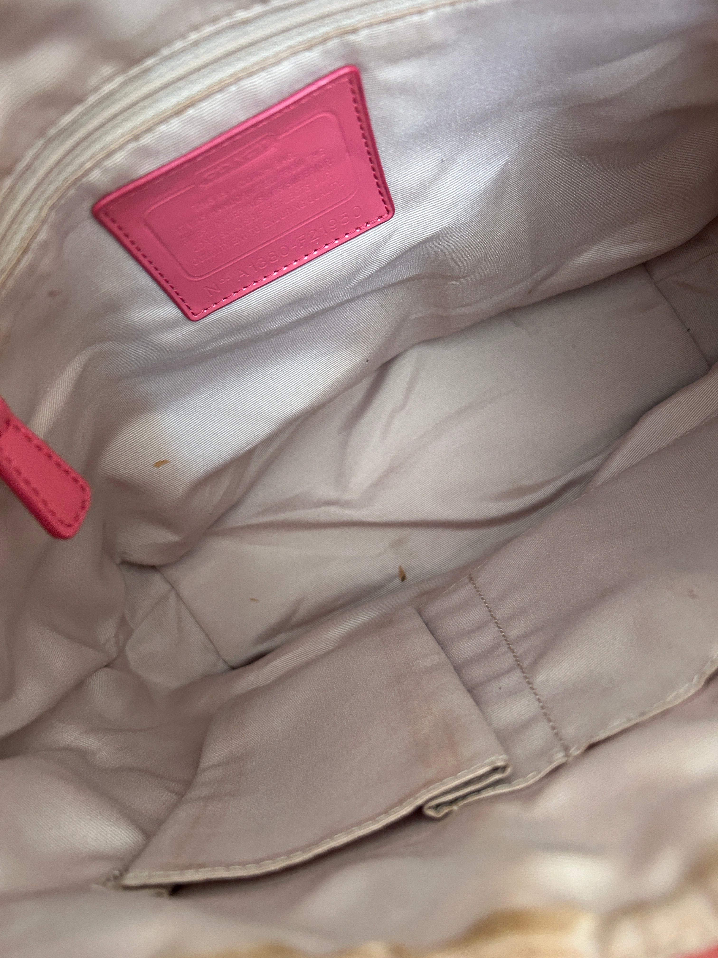 Vintage Coach pink stripe mini tote bag