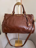 Vintage Miu Miu Vitello shine tan leather handbag