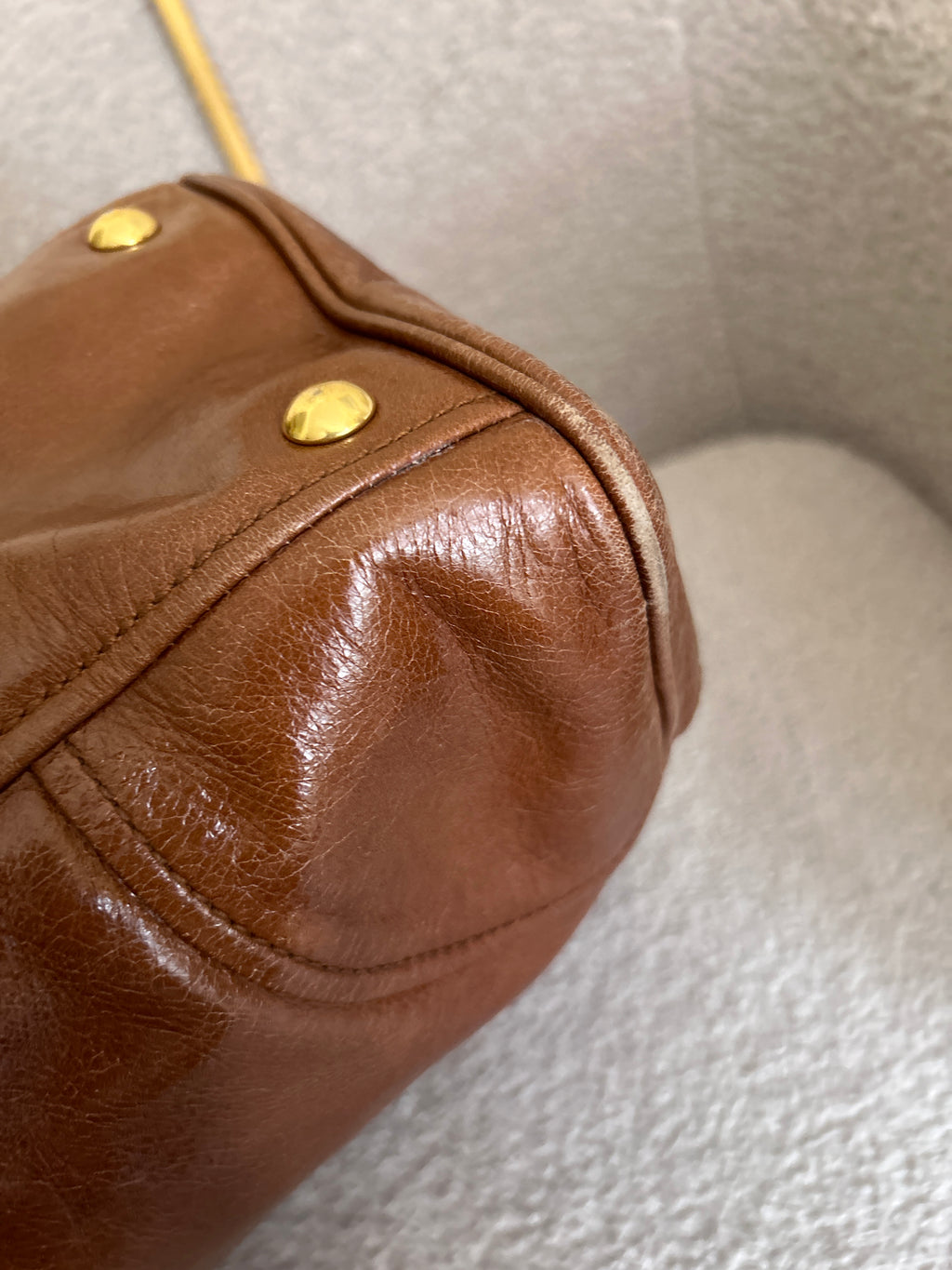 Vintage Miu Miu Vitello shine tan leather handbag