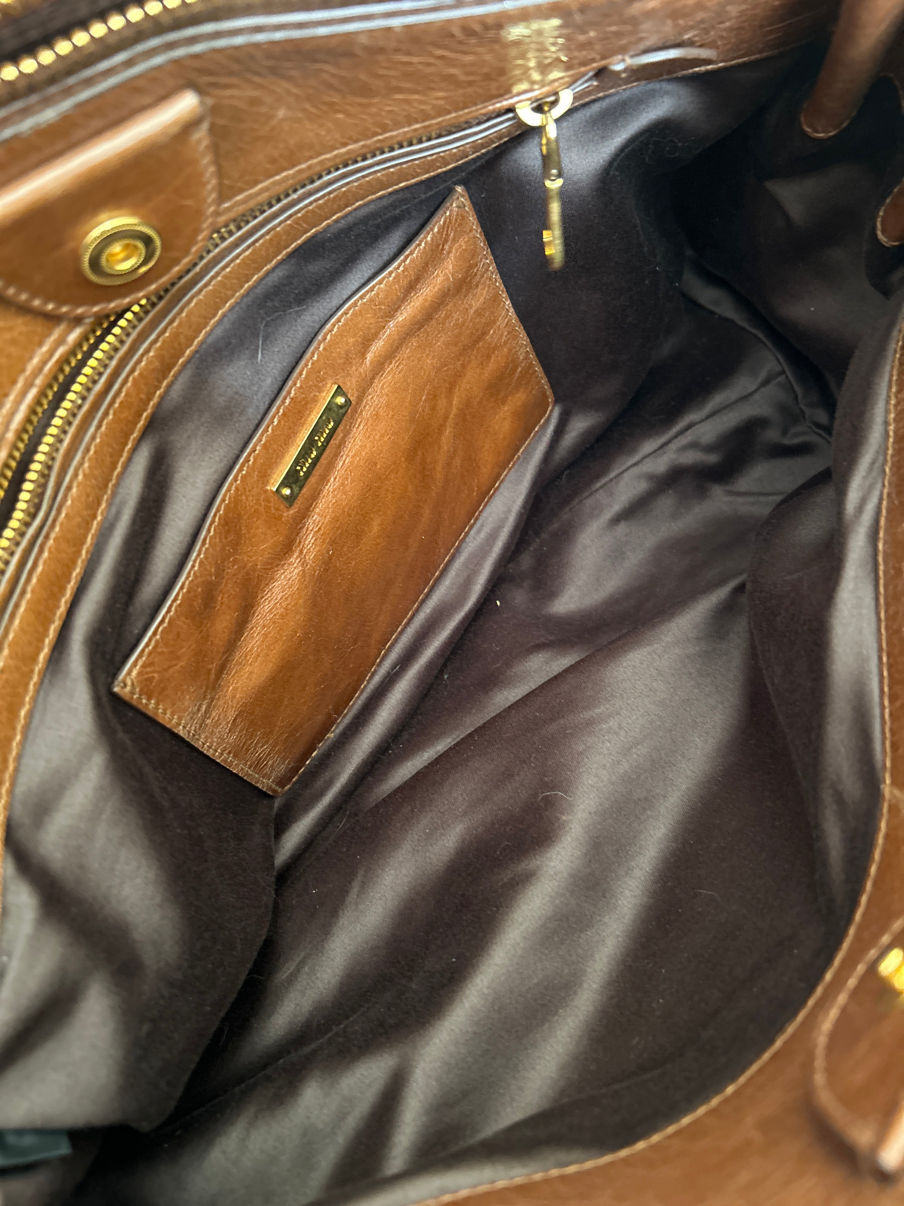 Vintage Miu Miu Vitello shine tan leather handbag