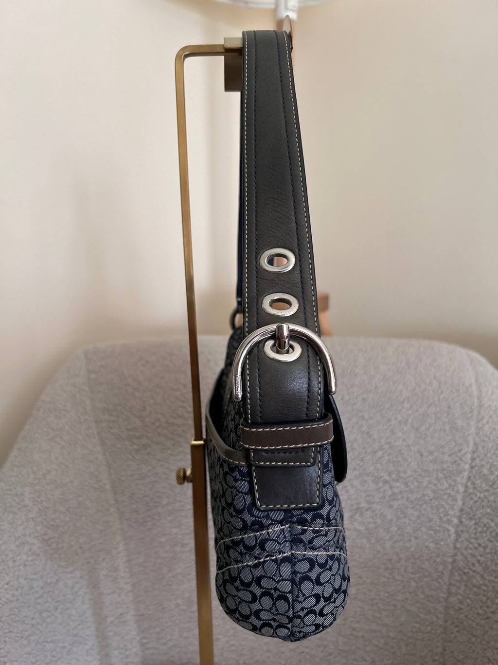 Vintage Coach Soho navy mini monogram shoulder bag