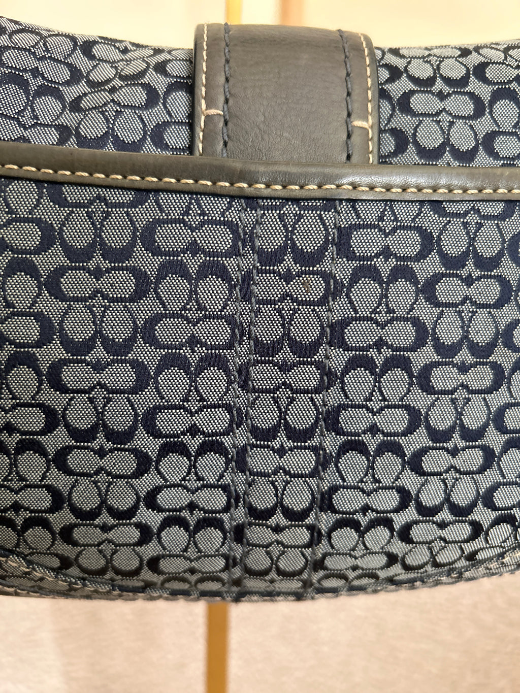 Vintage Coach Soho navy mini monogram shoulder bag