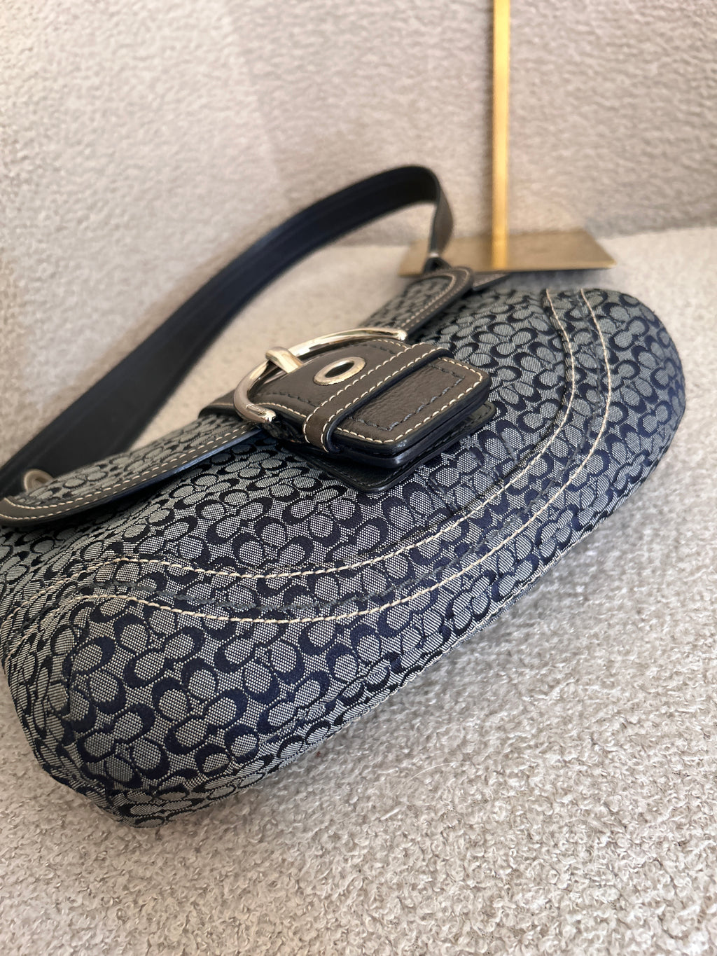 Vintage Coach Soho navy mini monogram shoulder bag