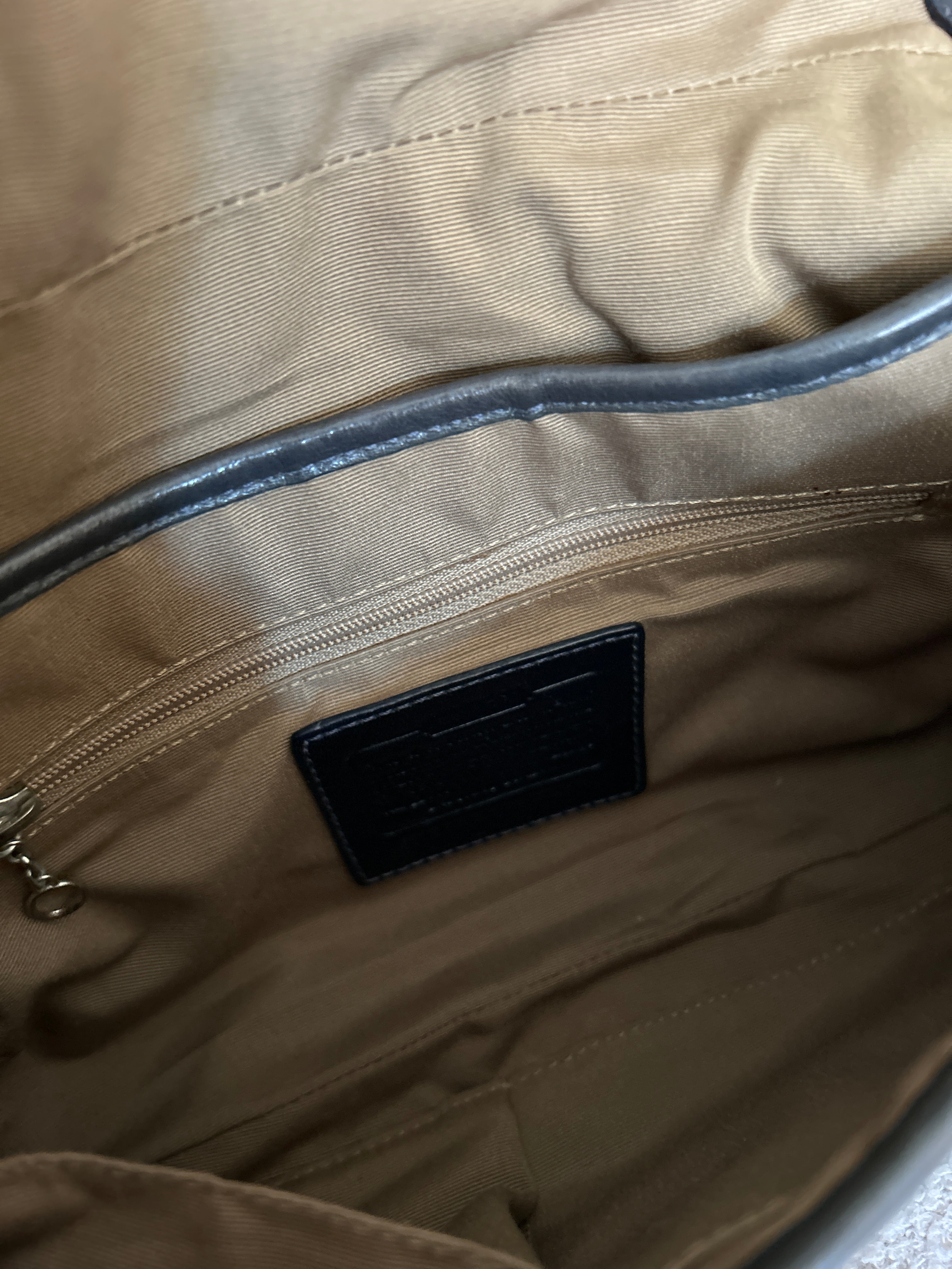 Vintage Coach Soho navy mini monogram shoulder bag