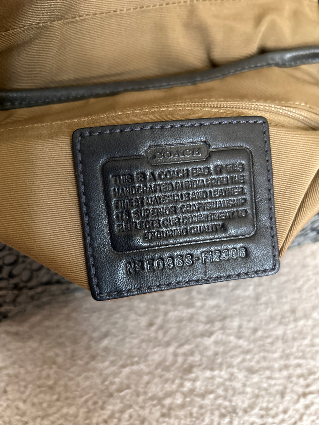 Vintage Coach Soho navy mini monogram shoulder bag