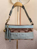 Vintage Coach Limited Edition blue and brown monogram mini shoulder bag