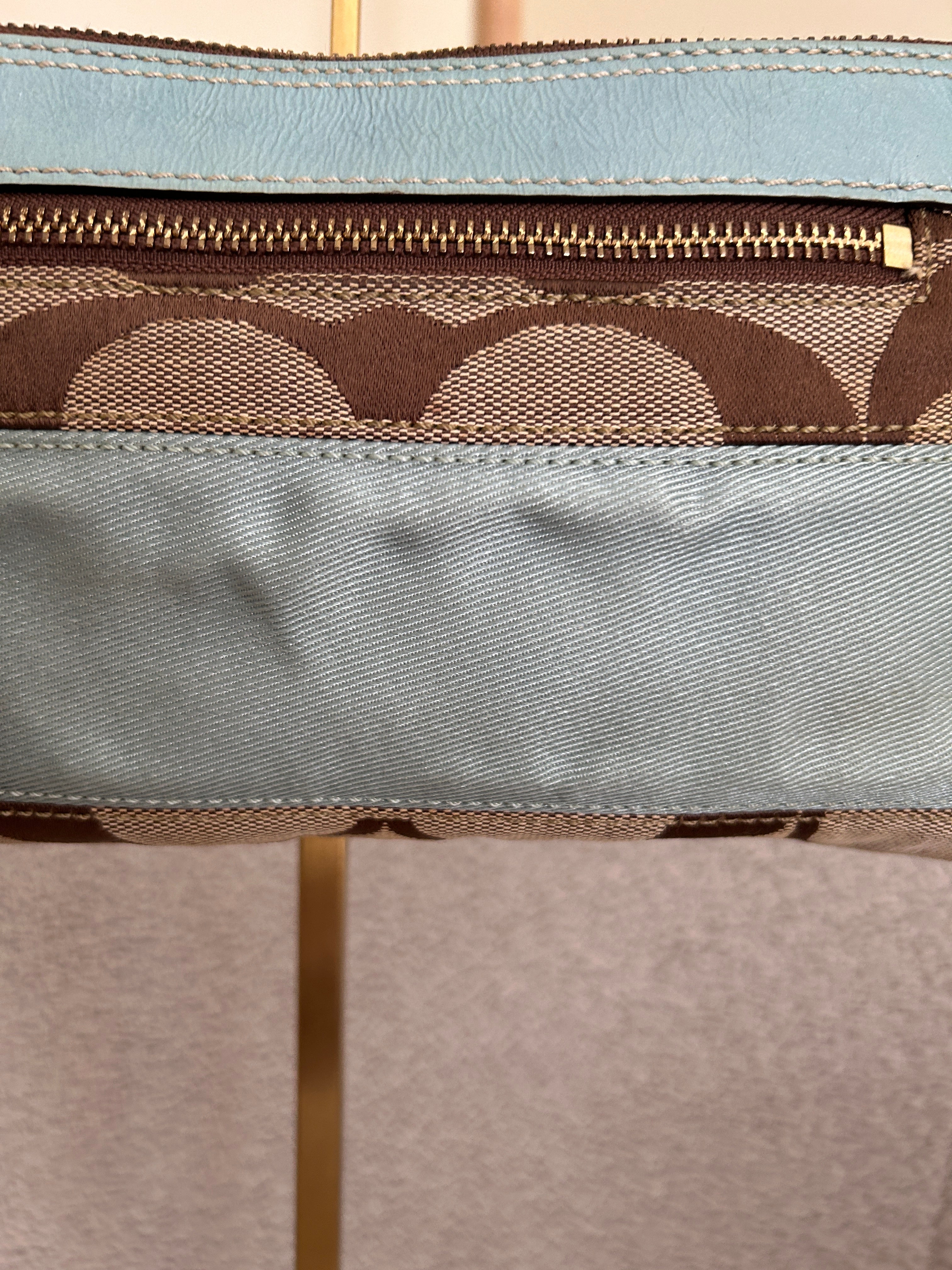 Vintage Coach Limited Edition blue and brown monogram mini shoulder bag