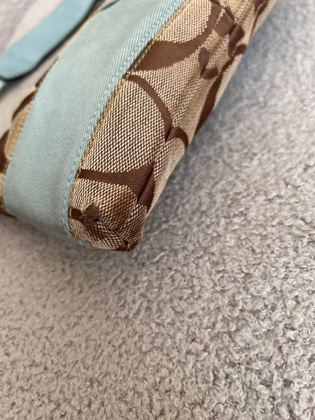 Vintage Coach Limited Edition blue and brown monogram mini shoulder bag