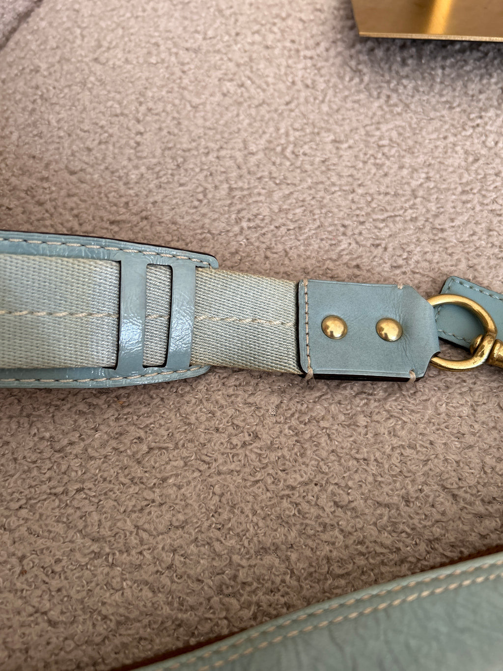 Vintage Coach Limited Edition blue and brown monogram mini shoulder bag