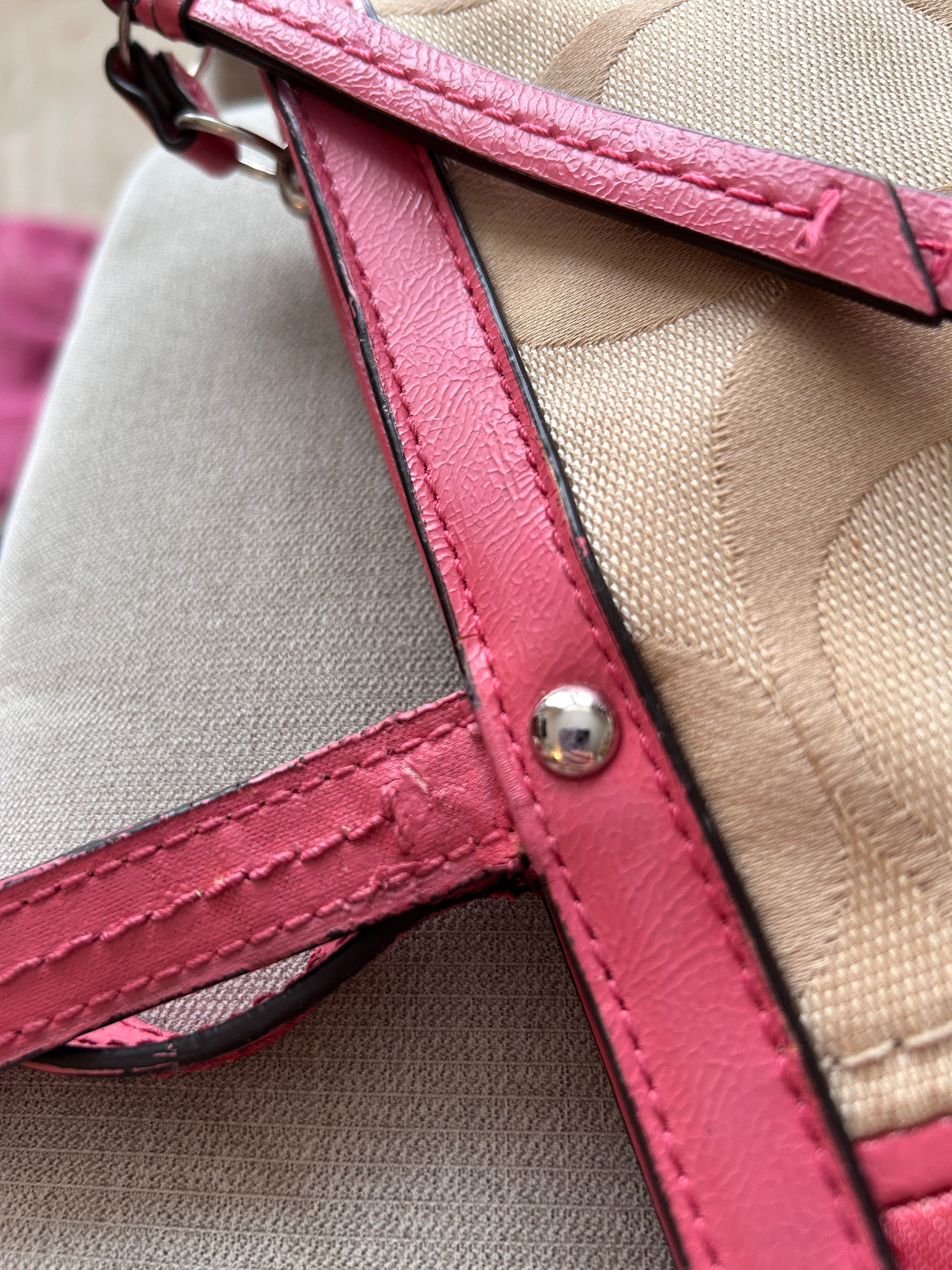 Vintage Coach pink stripe mini tote bag