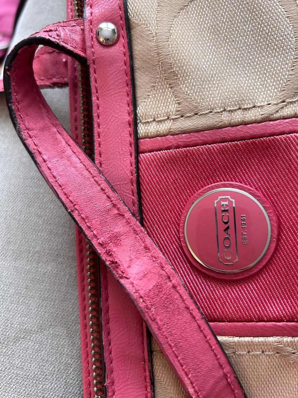 Vintage Coach pink stripe mini tote bag