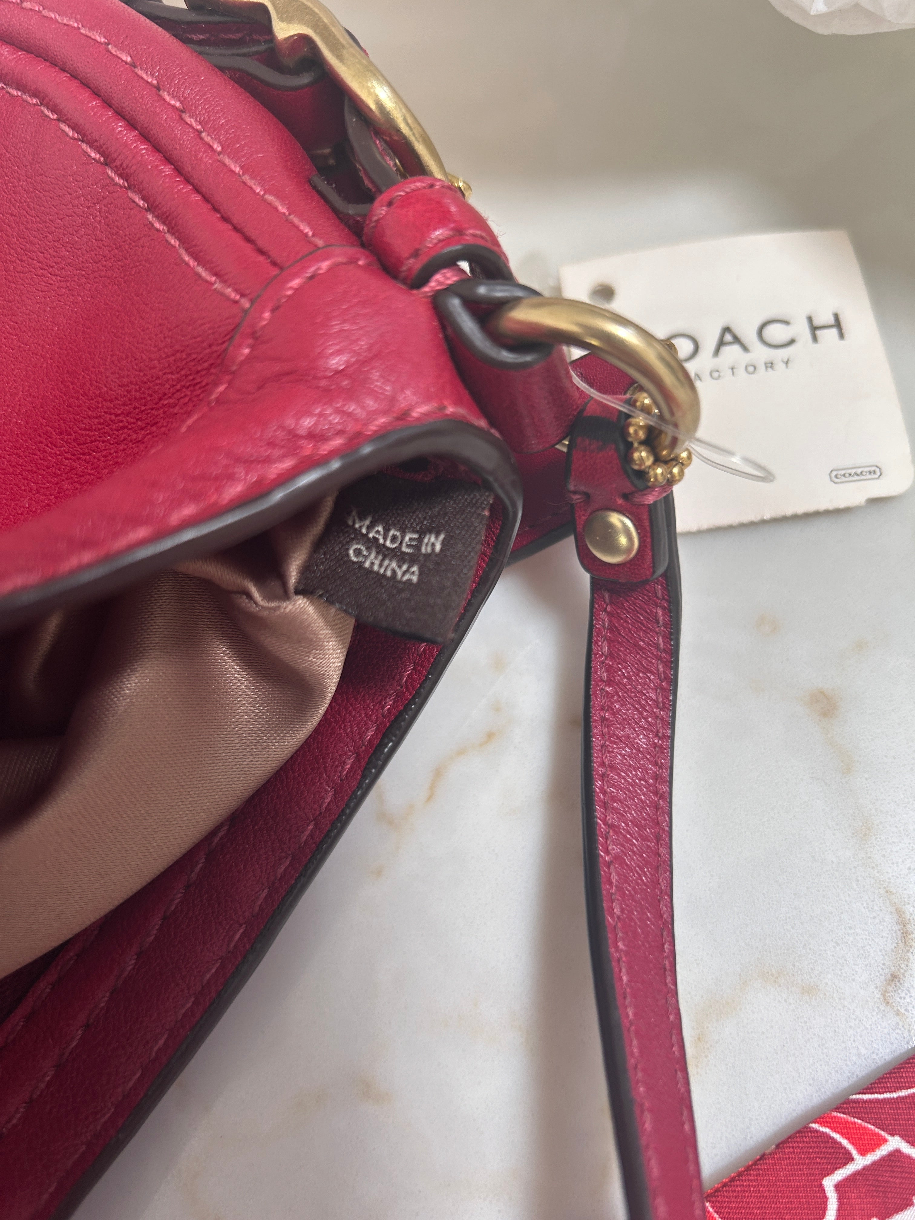 Vintage Coach red leather mini Zoe handbag