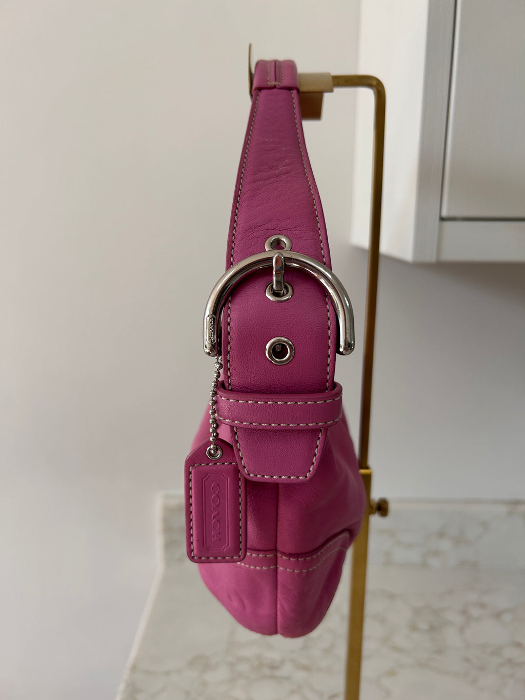 Vintage Coach pink leather Soho hobo small shoulder bag