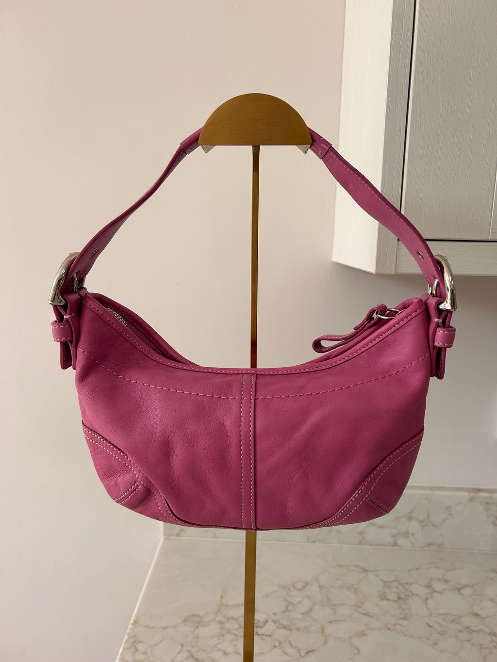 Vintage Coach pink leather Soho hobo small shoulder bag